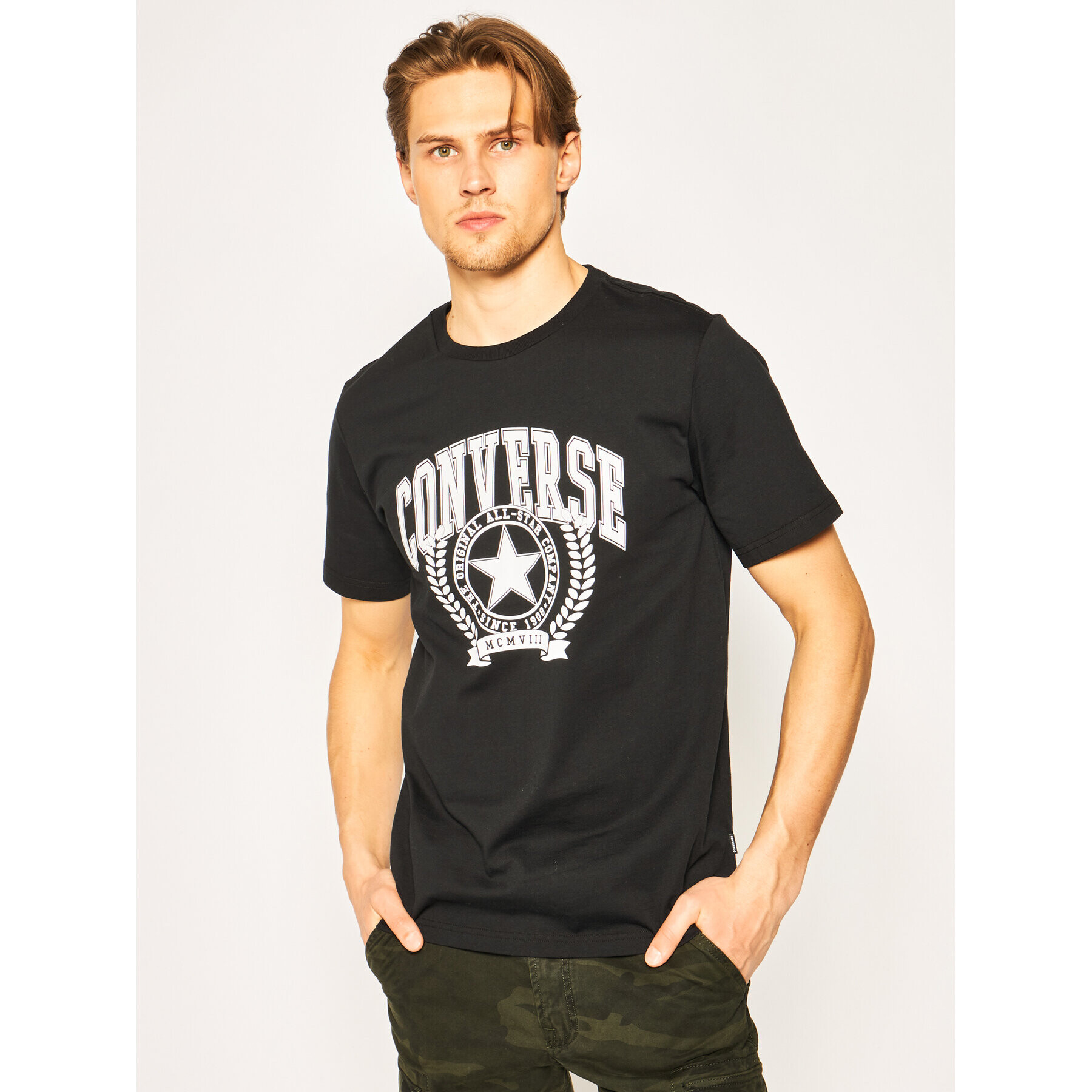 Converse Tricou Varsity Table 10019070-A01 Negru Regular Fit - Pled.ro