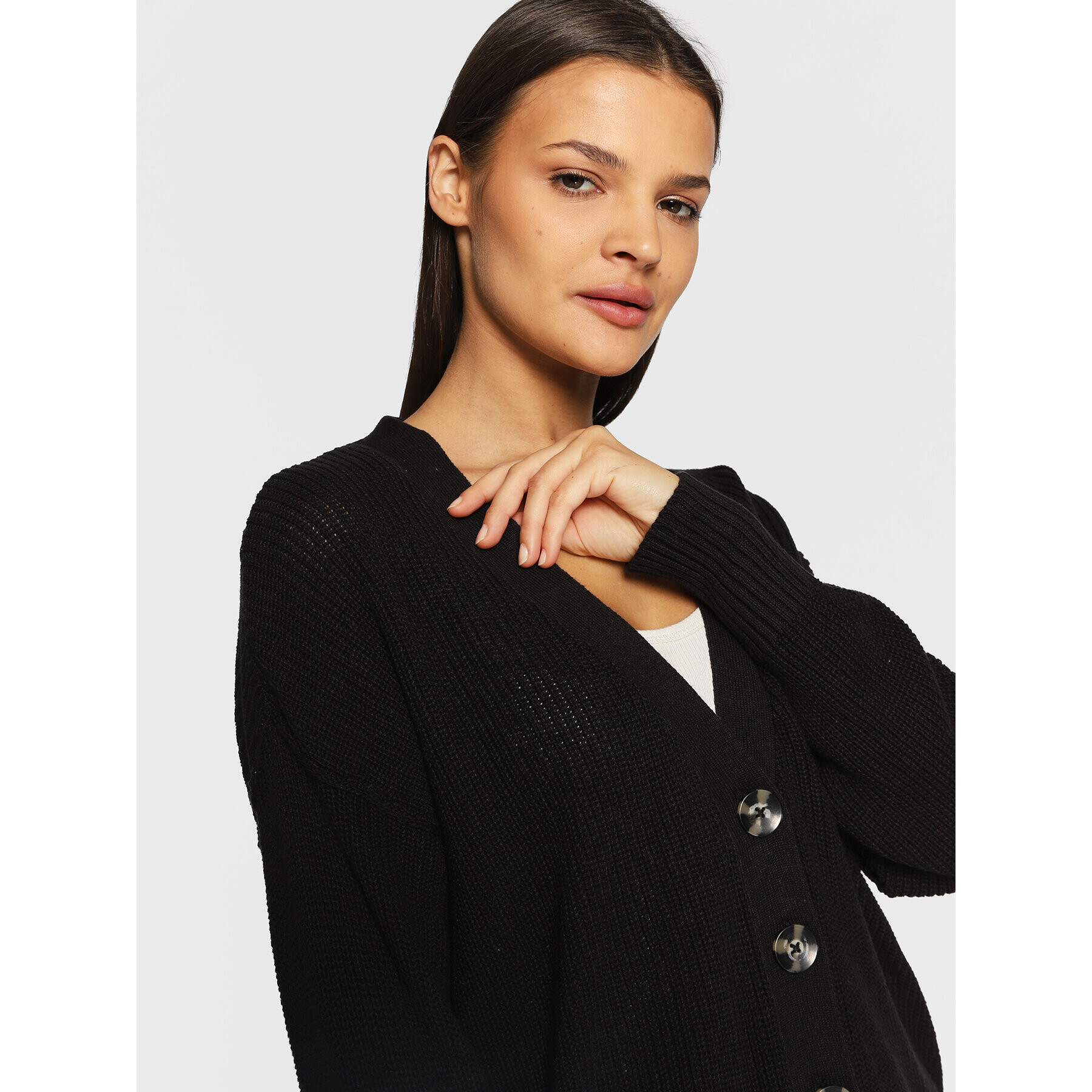 Cotton On Cardigan 2055031 Negru Regular Fit - Pled.ro