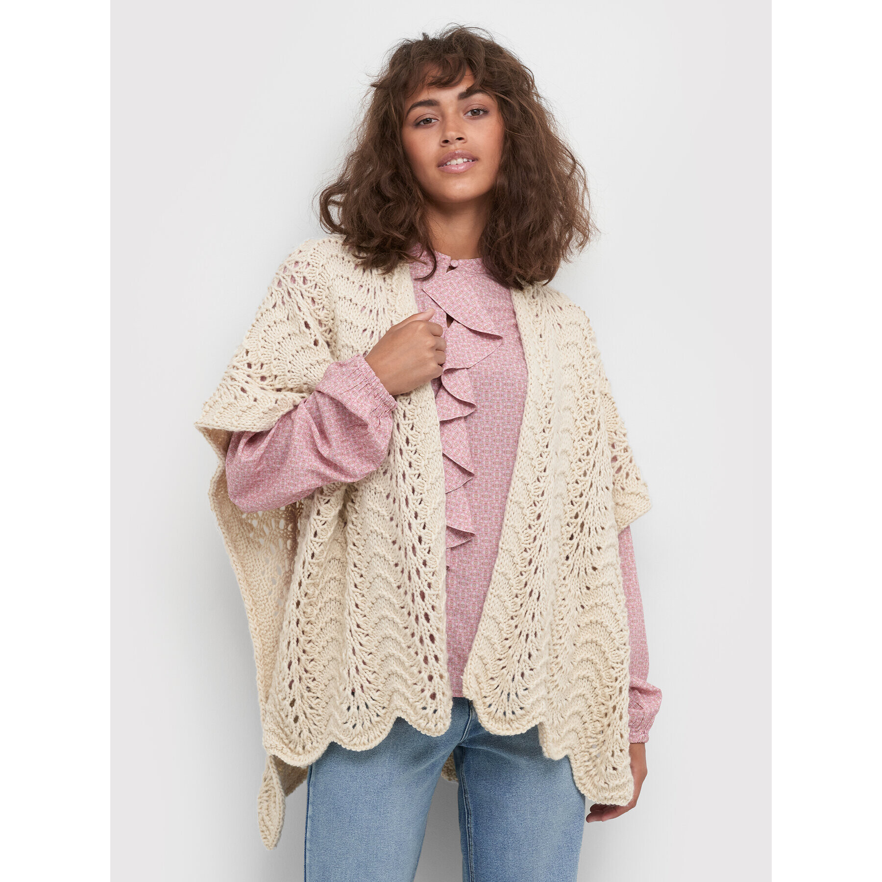 Cream Cardigan CRBlomma 10611069 Bej Oversize - Pled.ro