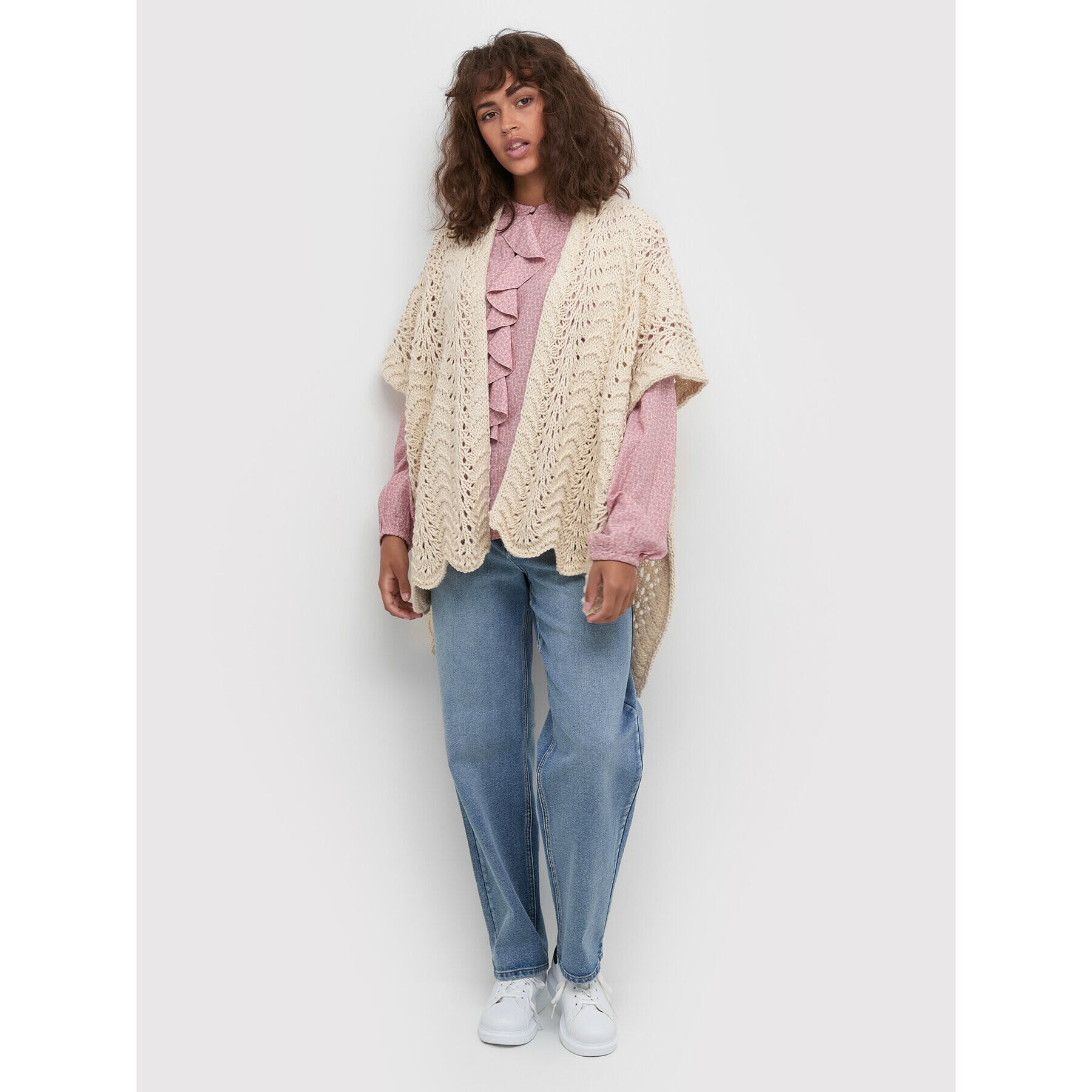 Cream Cardigan CRBlomma 10611069 Bej Oversize - Pled.ro