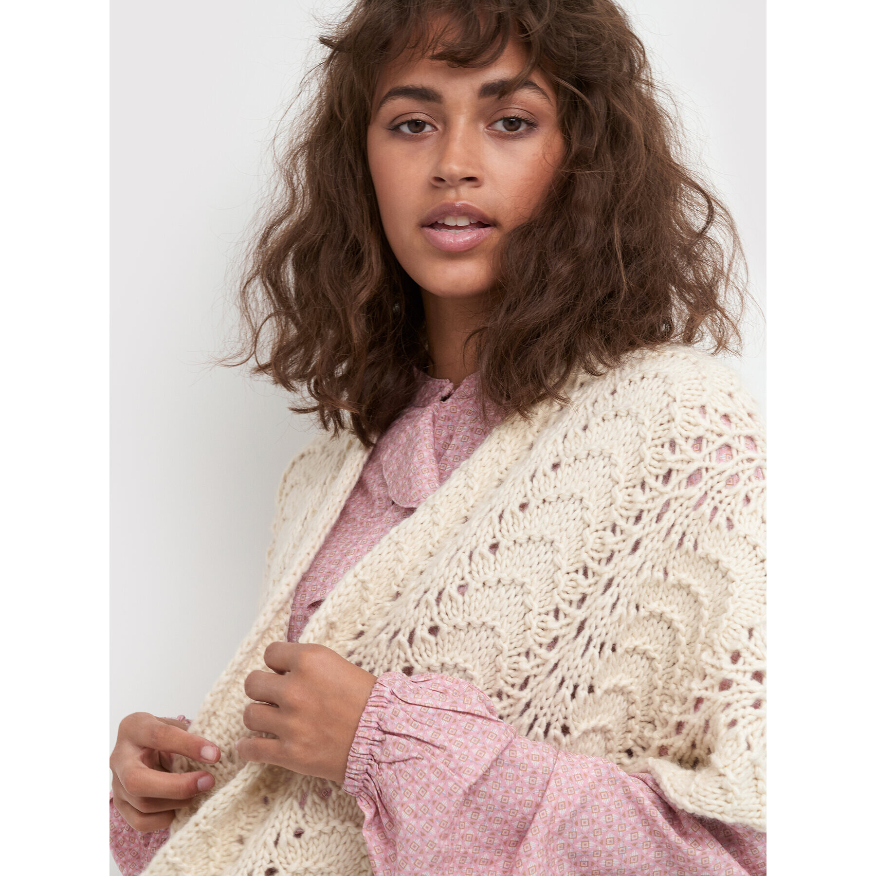 Cream Cardigan CRBlomma 10611069 Bej Oversize - Pled.ro