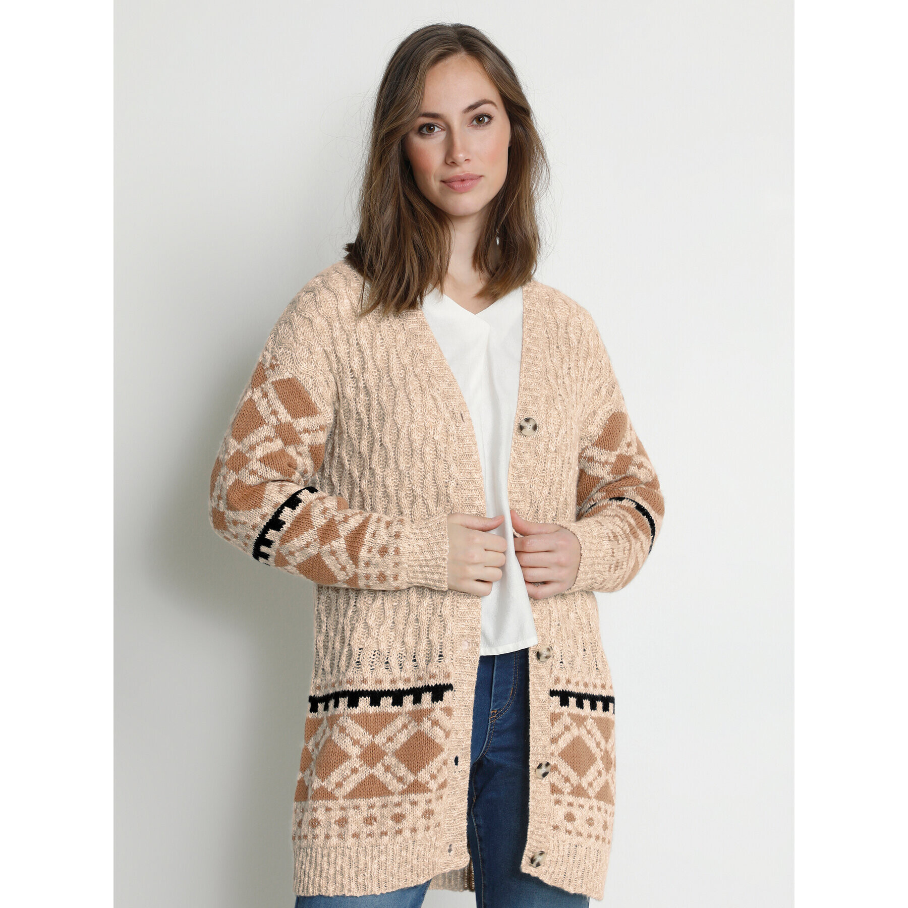 Cream Cardigan Vemla 10610134 Bej Regular Fit - Pled.ro