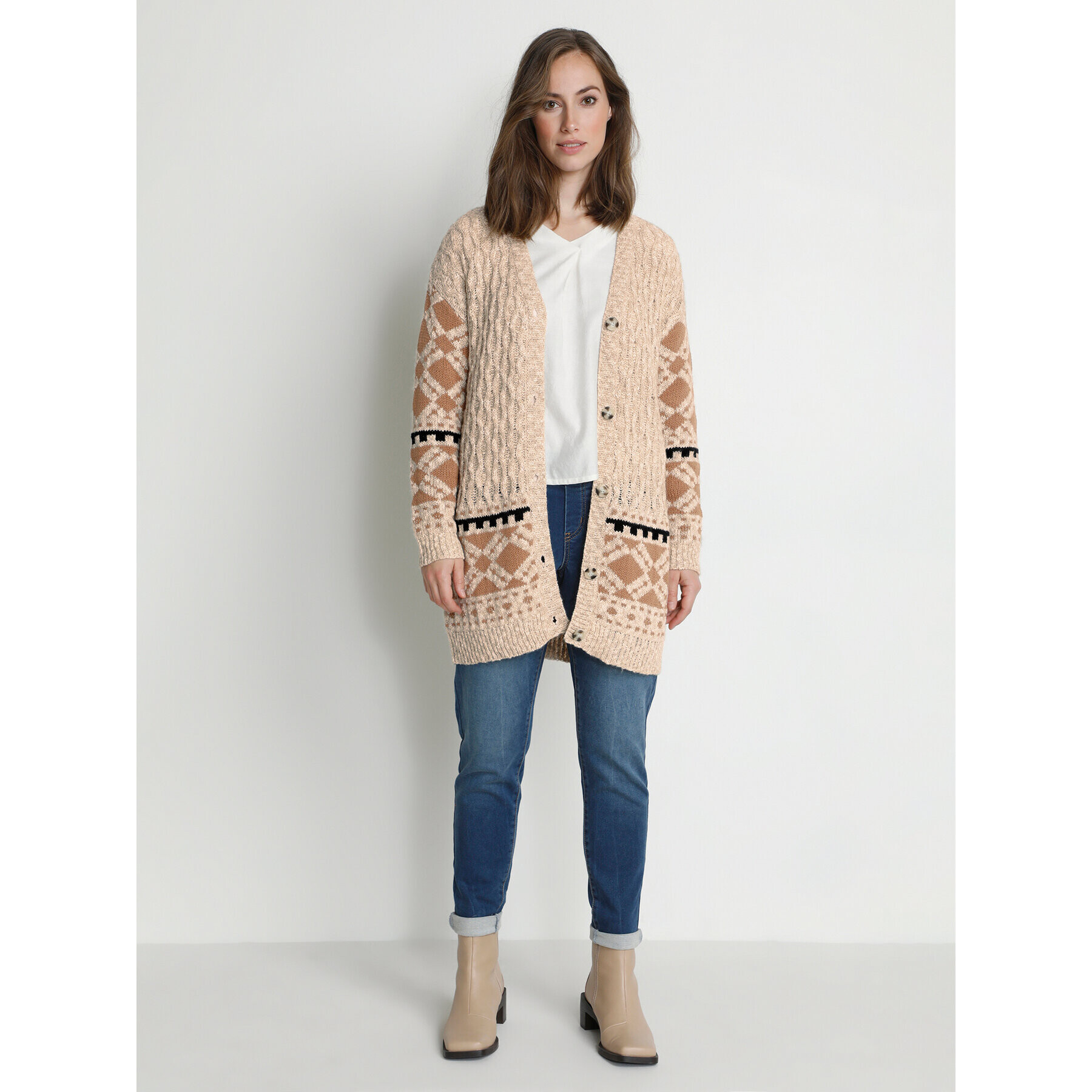 Cream Cardigan Vemla 10610134 Bej Regular Fit - Pled.ro