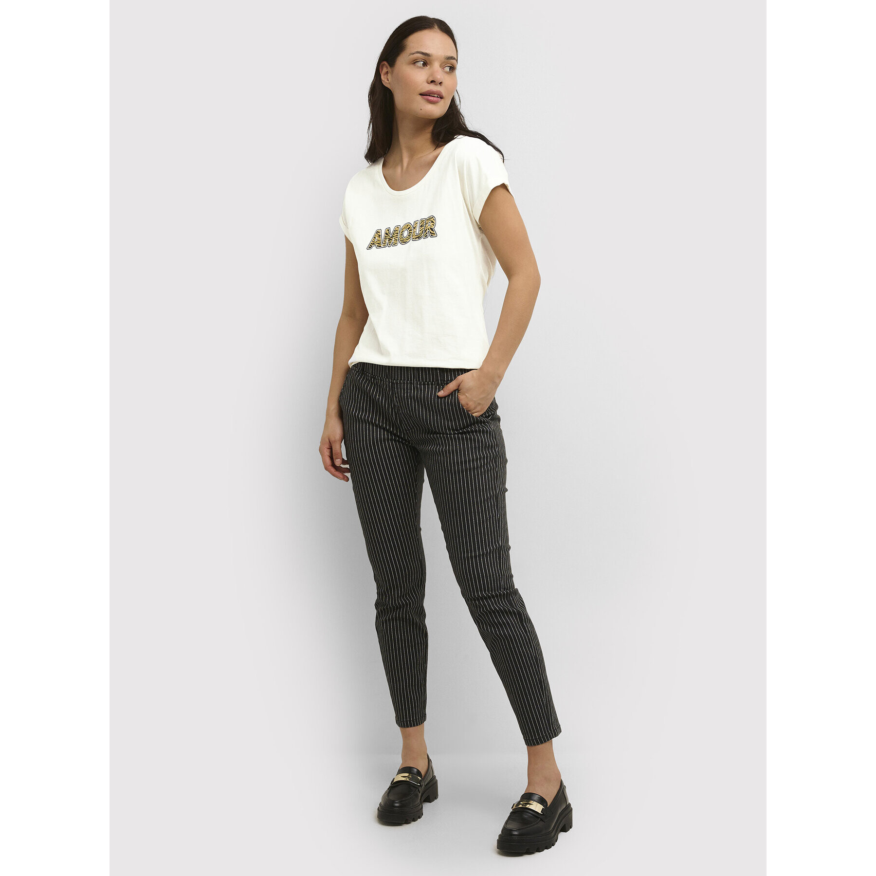 Cream Tricou Fira 10610636 Bej Straight Fit - Pled.ro