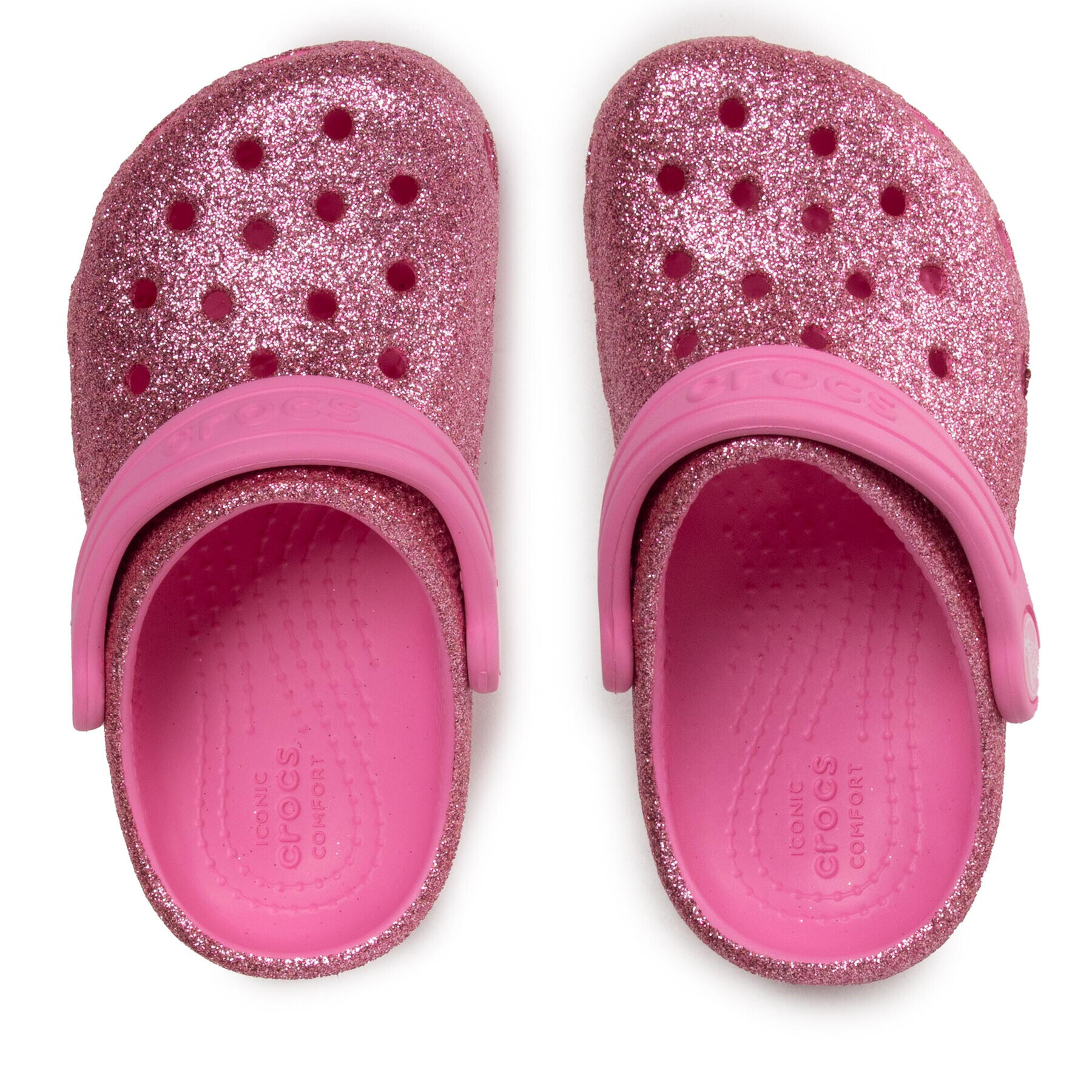 Crocs Șlapi Classic Glitter Clog T 206992 Roz - Pled.ro