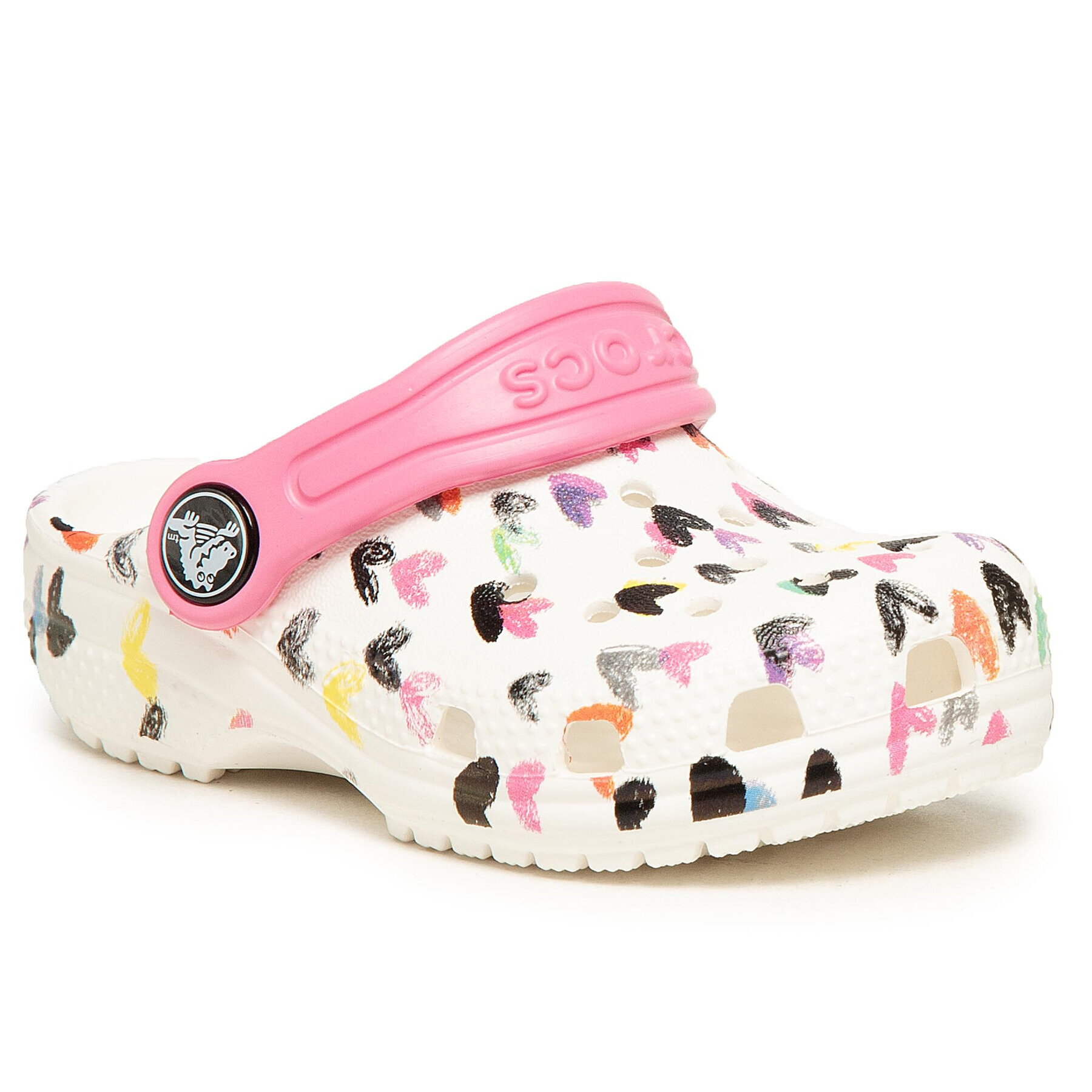 Crocs Șlapi Classic Heart Print Clog K 207000 Alb - Pled.ro