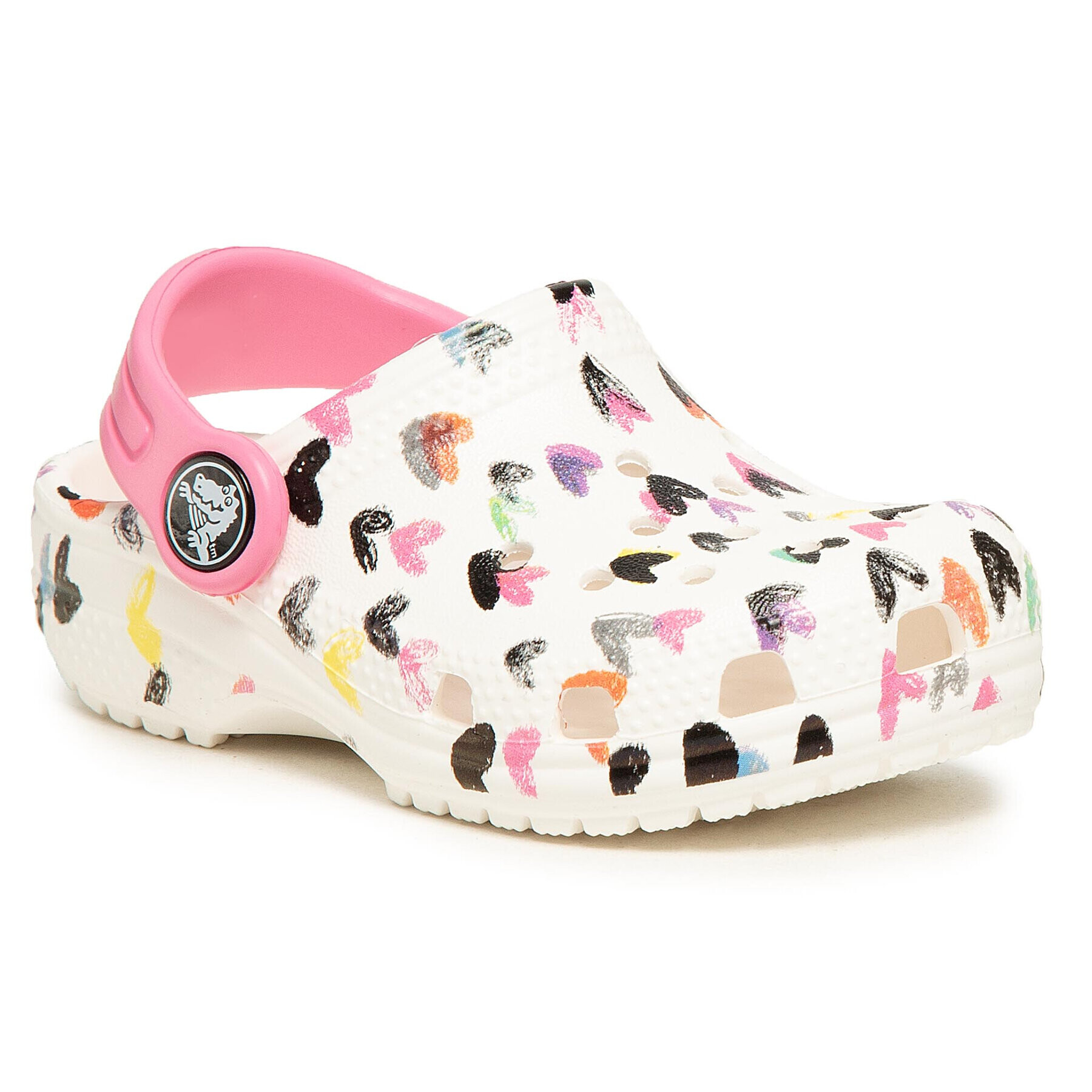 Crocs Șlapi Classic Heart Print Clog K 207000 Alb - Pled.ro