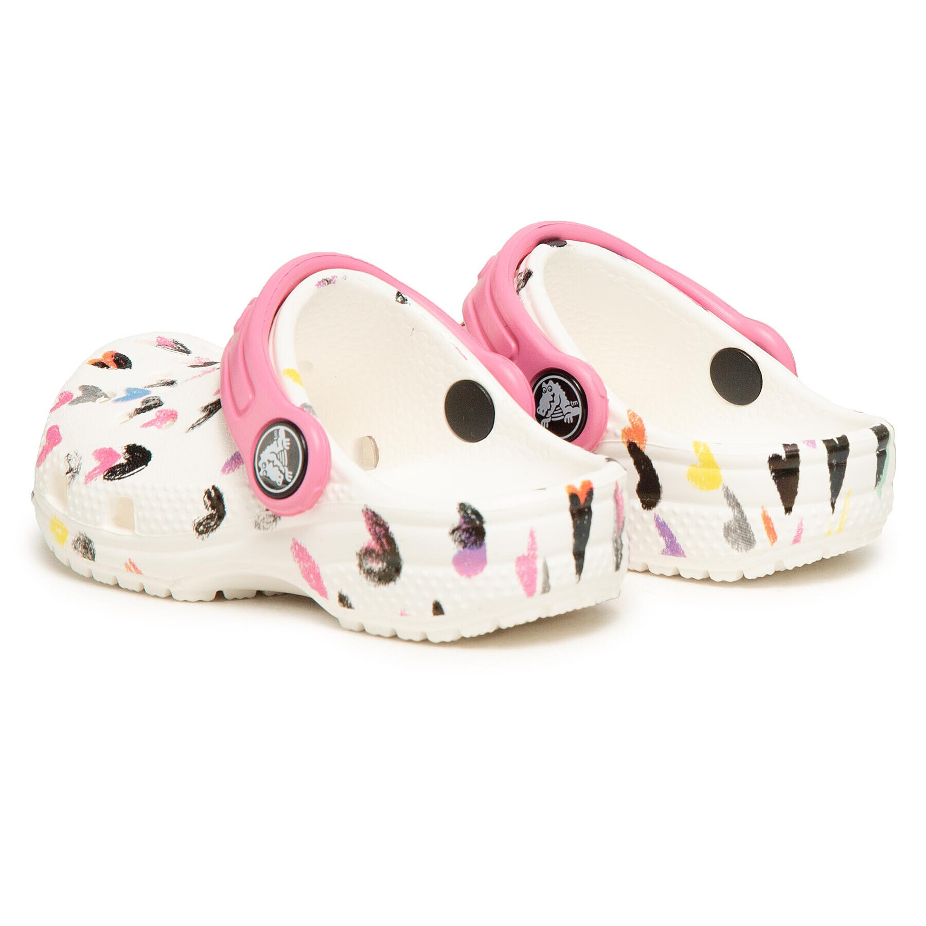 Crocs Șlapi Classic Heart Print Clog K 207000 Alb - Pled.ro