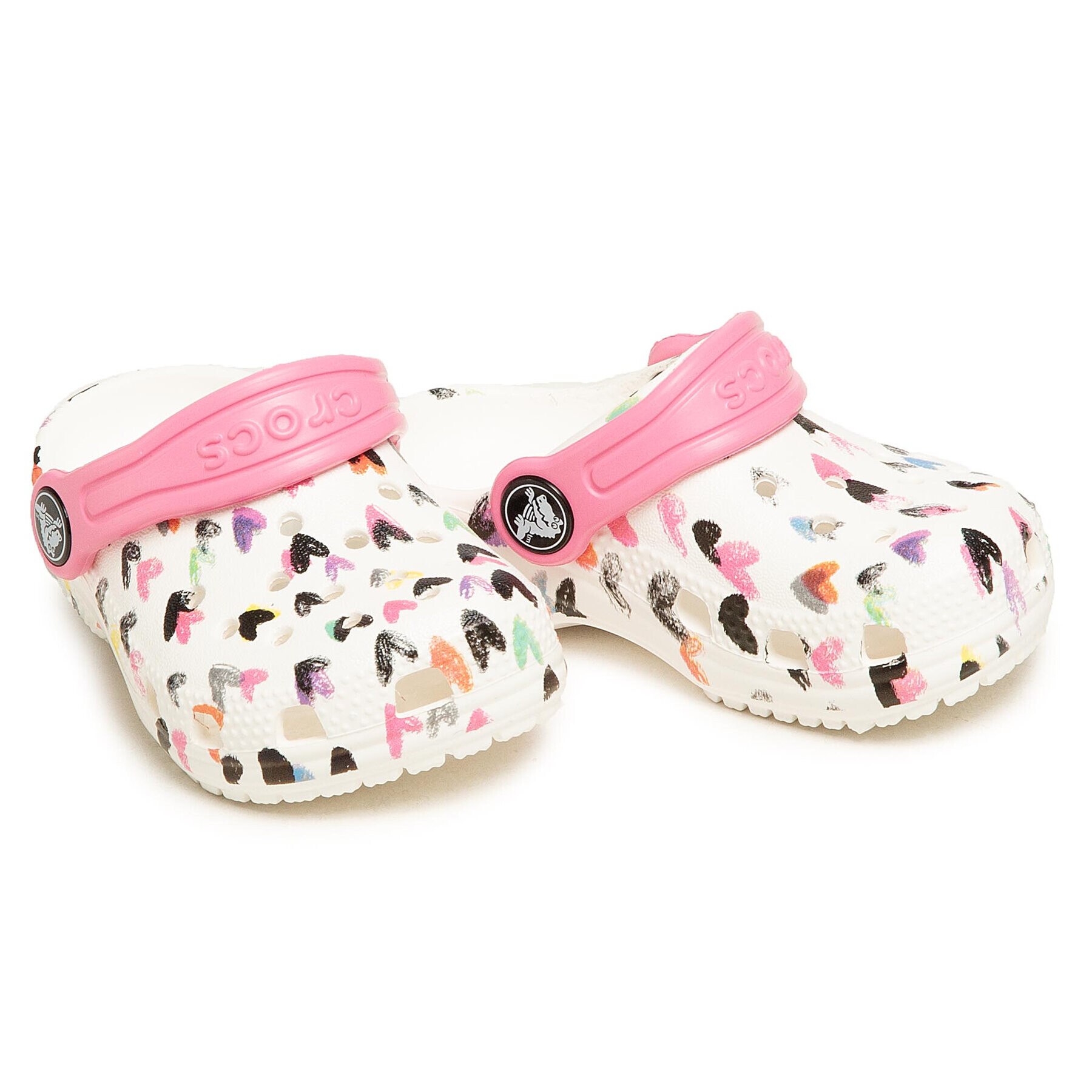 Crocs Șlapi Classic Heart Print Clog K 207000 Alb - Pled.ro