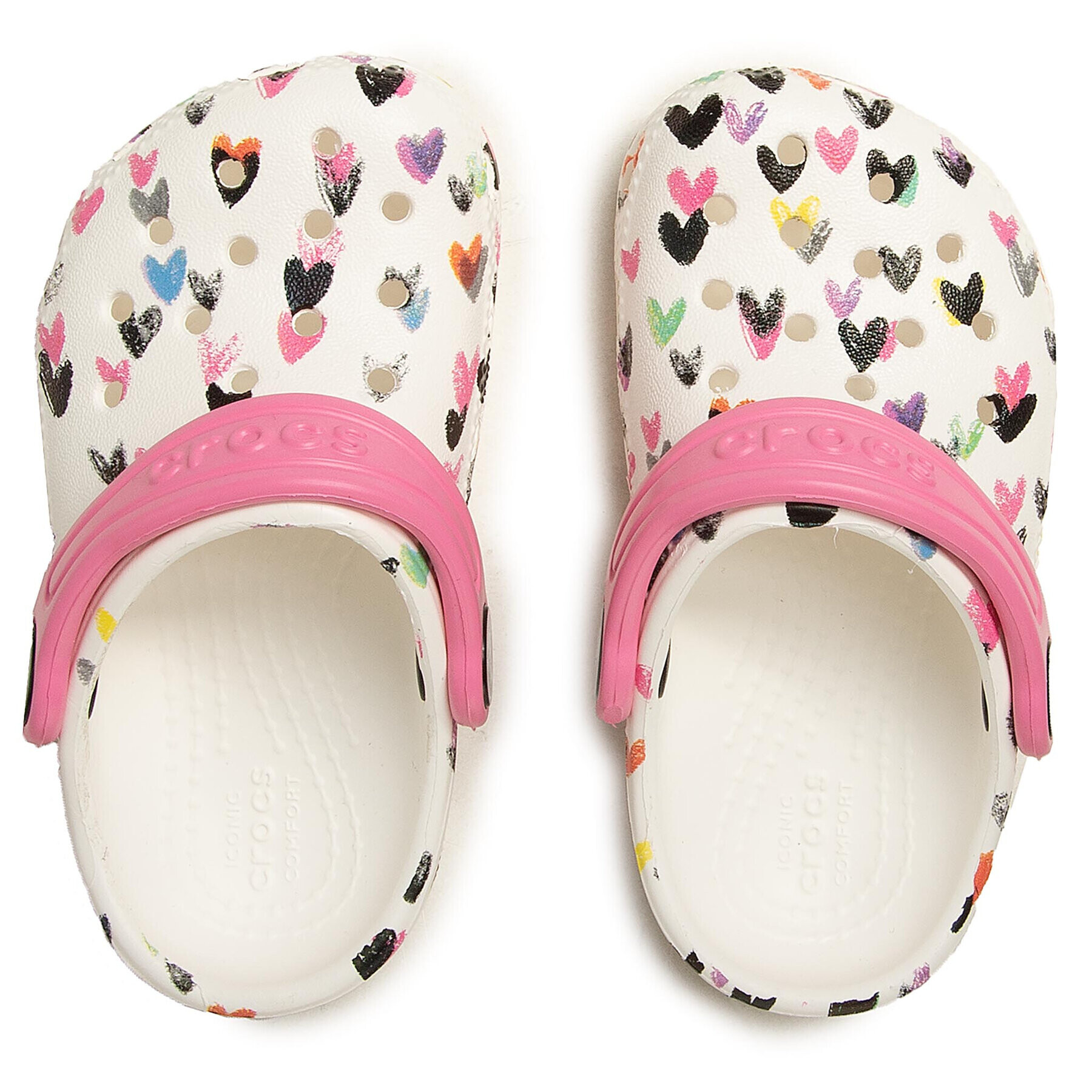 Crocs Șlapi Classic Heart Print Clog K 207000 Alb - Pled.ro