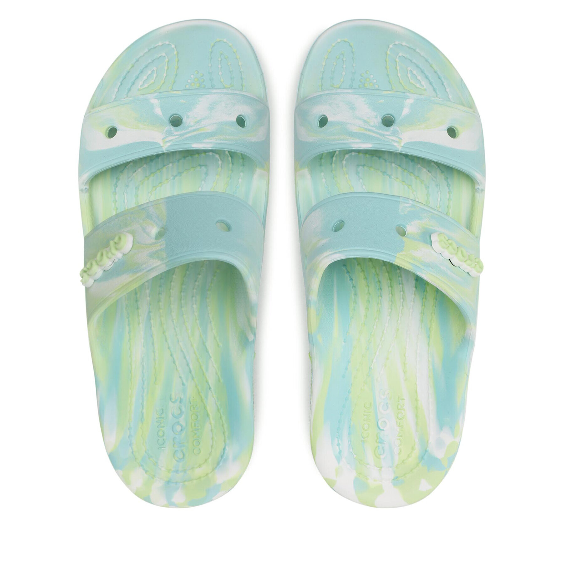 Crocs Șlapi Classic Marbled Sandal 207701 Verde - Pled.ro