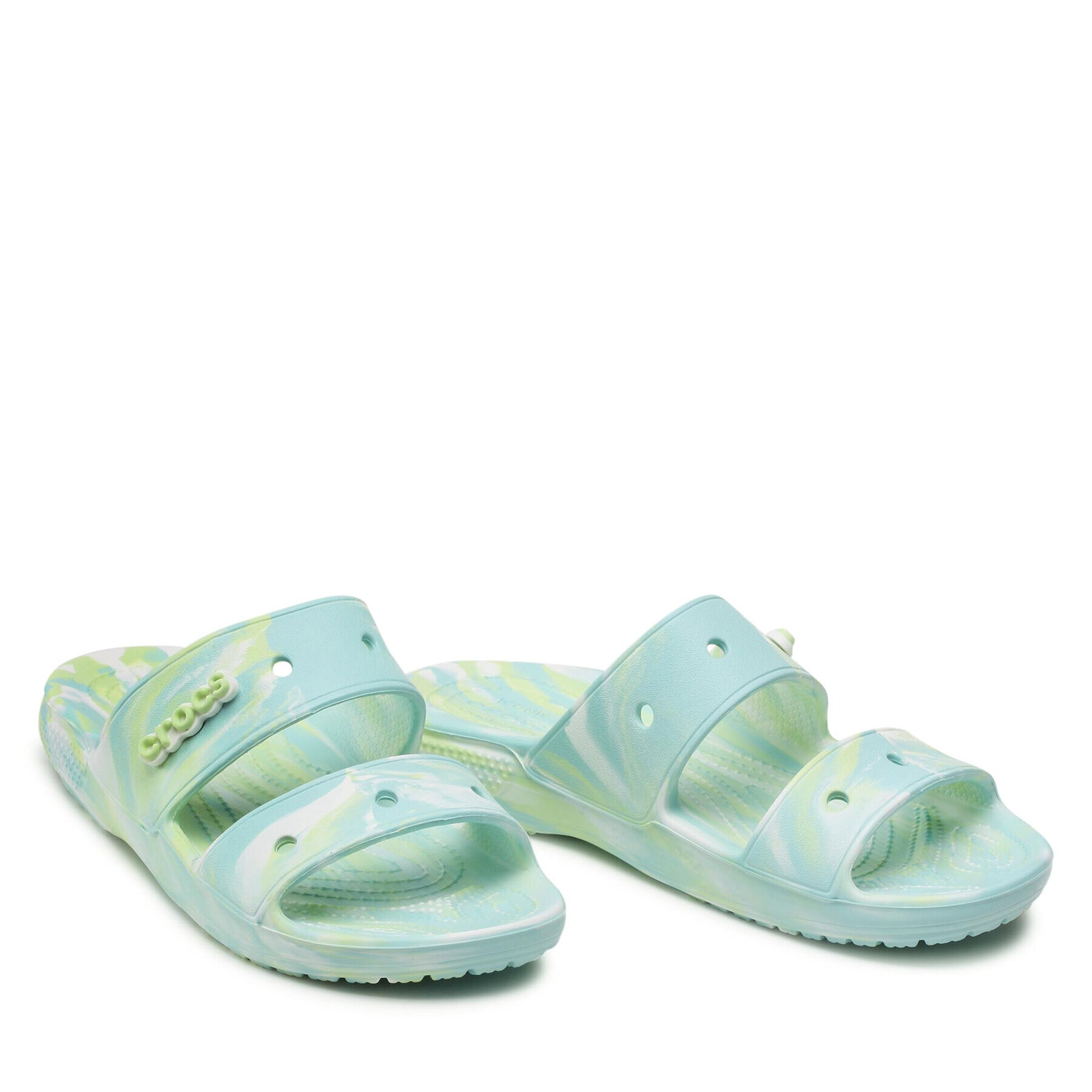 Crocs Șlapi Classic Marbled Sandal 207701 Verde - Pled.ro