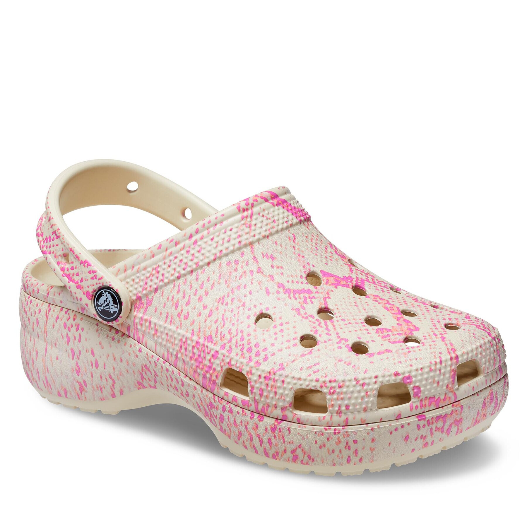 Crocs Saboți Classic Platform Snake Print Clog W 208231 Bej - Pled.ro