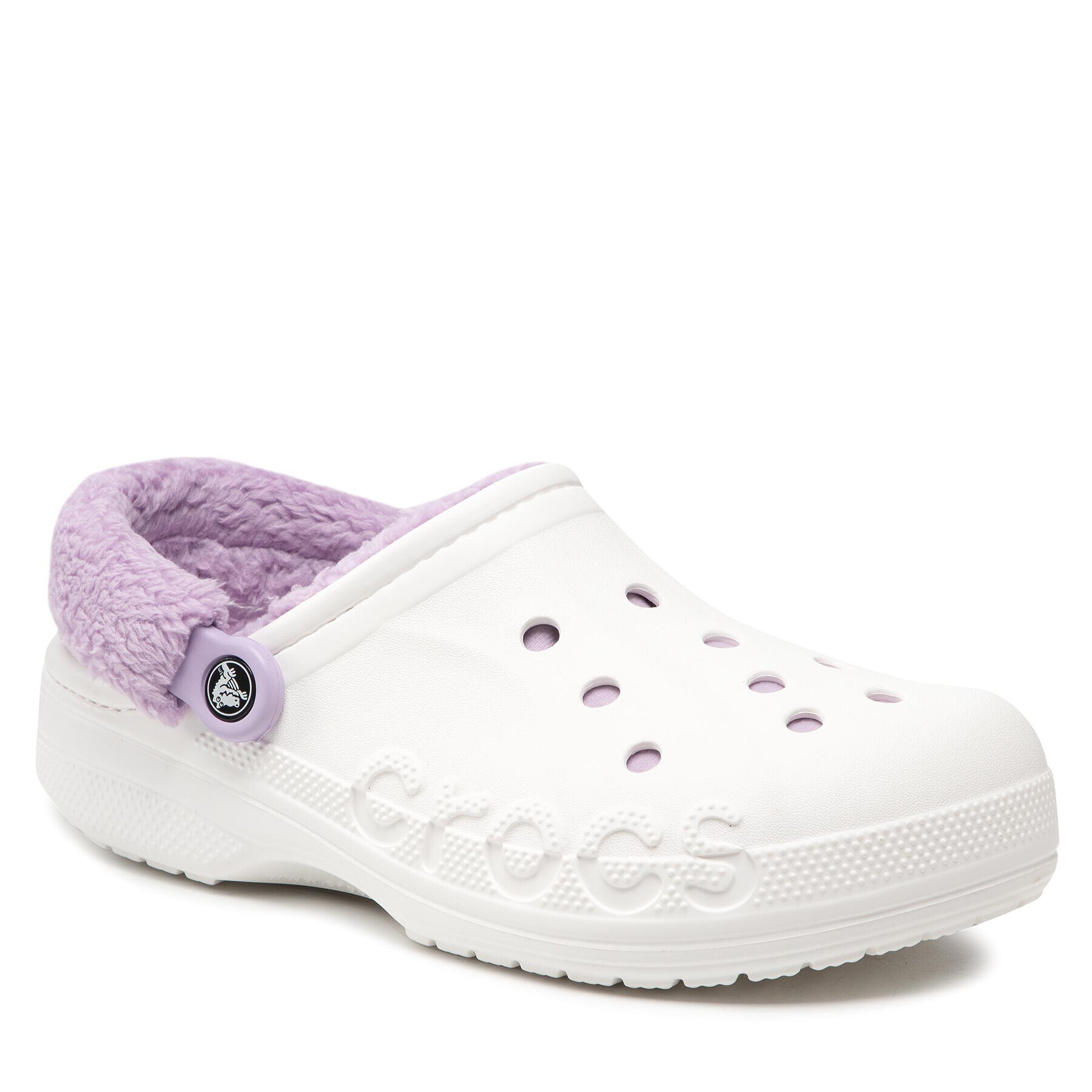 Crocs Șlapi Baya Lined Fuzz Strap Clog 206633 Alb - Pled.ro