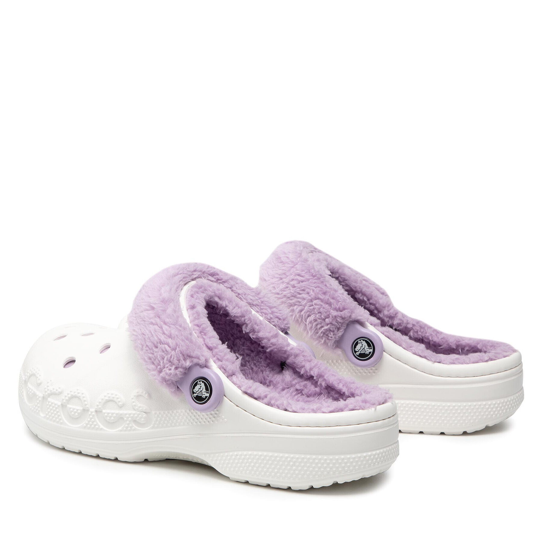 Crocs Șlapi Baya Lined Fuzz Strap Clog 206633 Alb - Pled.ro