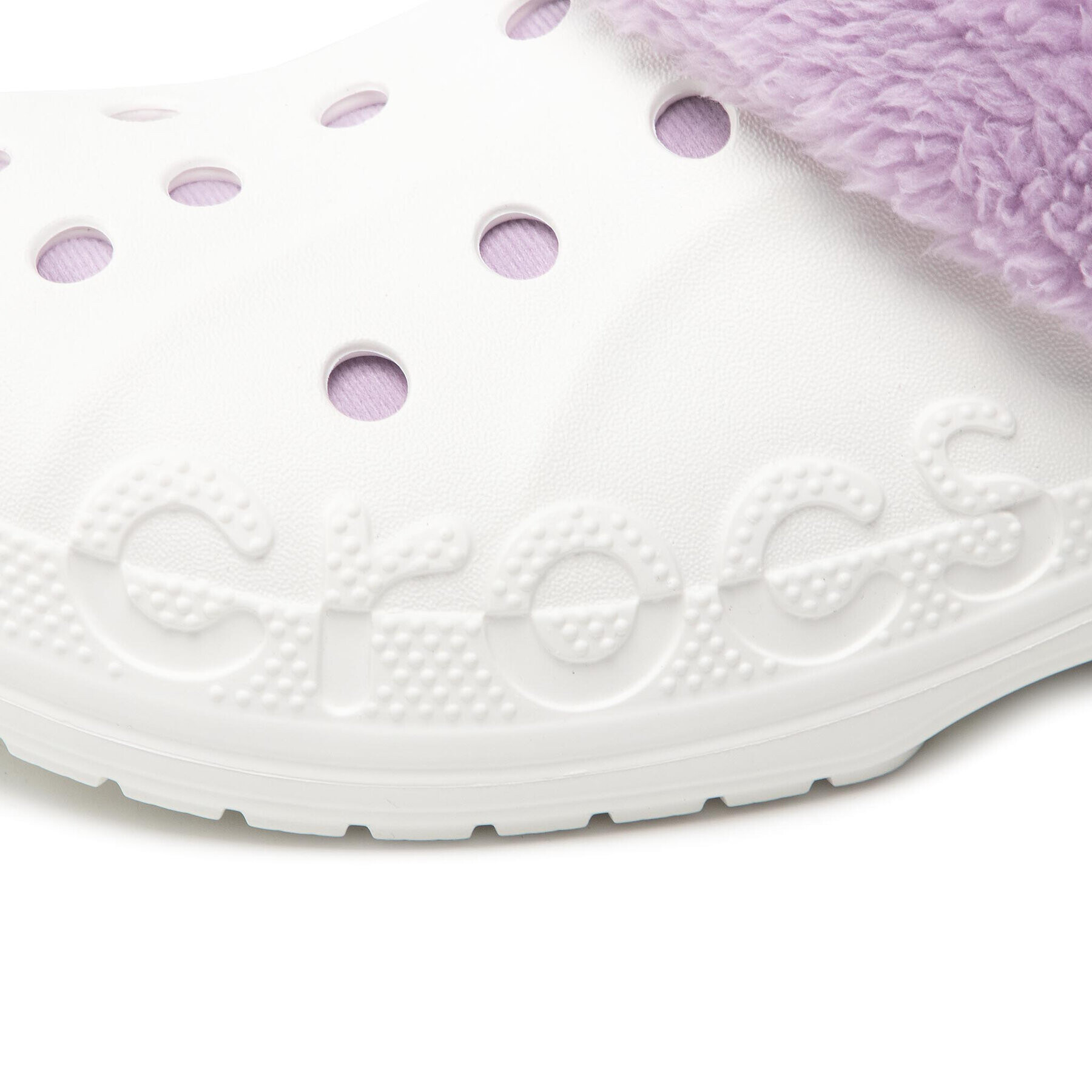 Crocs Șlapi Baya Lined Fuzz Strap Clog 206633 Alb - Pled.ro