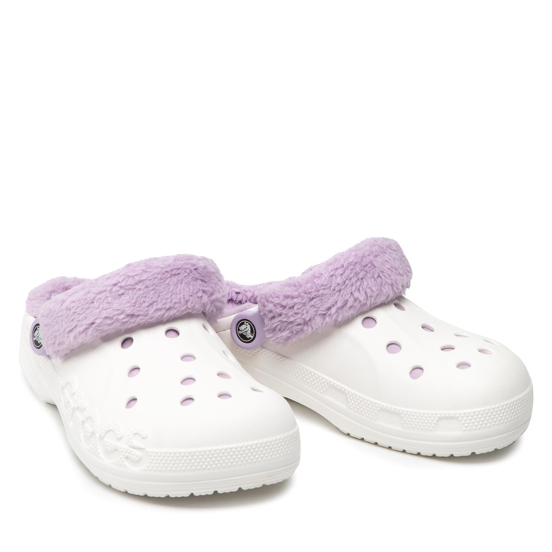 Crocs Șlapi Baya Lined Fuzz Strap Clog 206633 Alb - Pled.ro