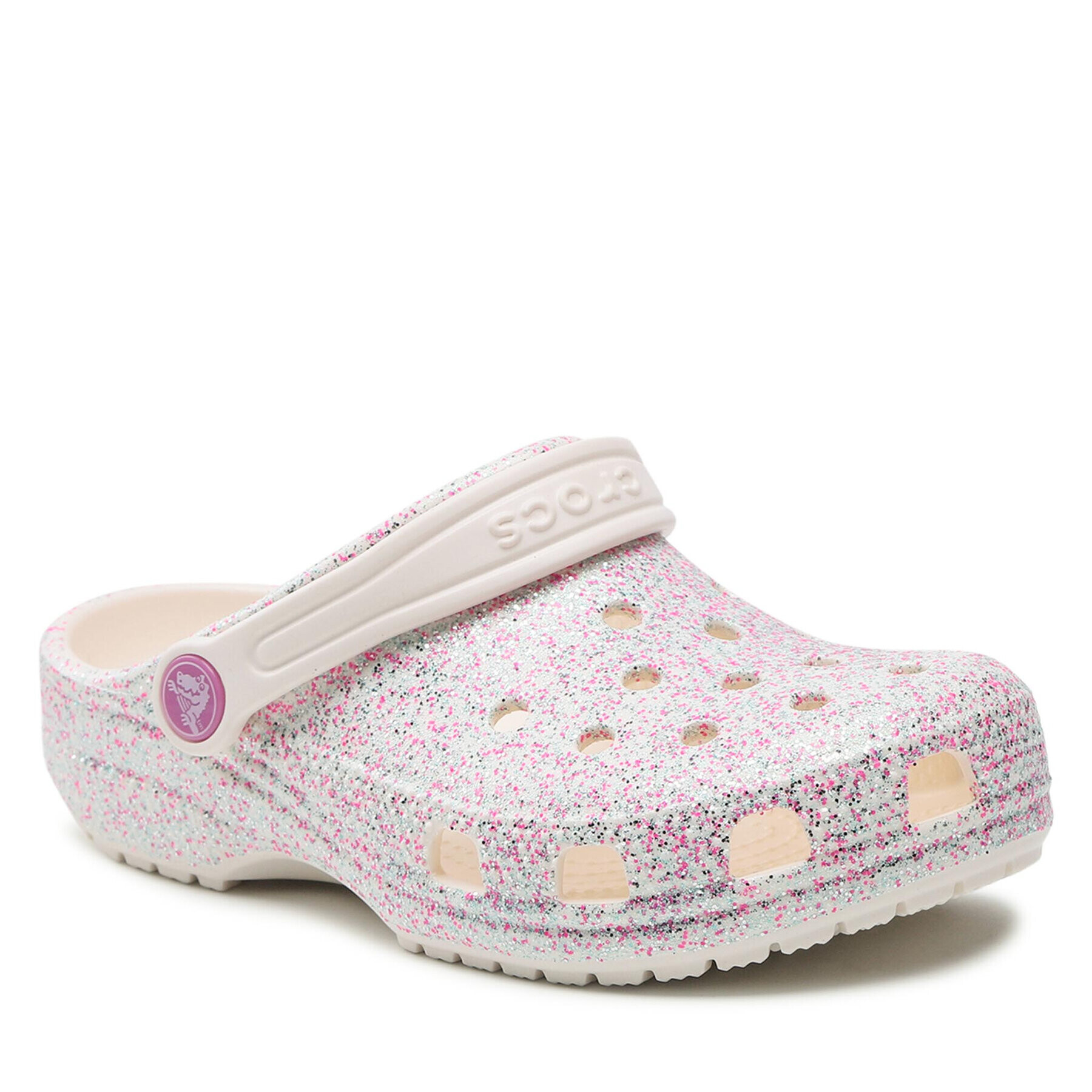 Crocs Șlapi Classic Glitter Clog K 206993 Alb - Pled.ro