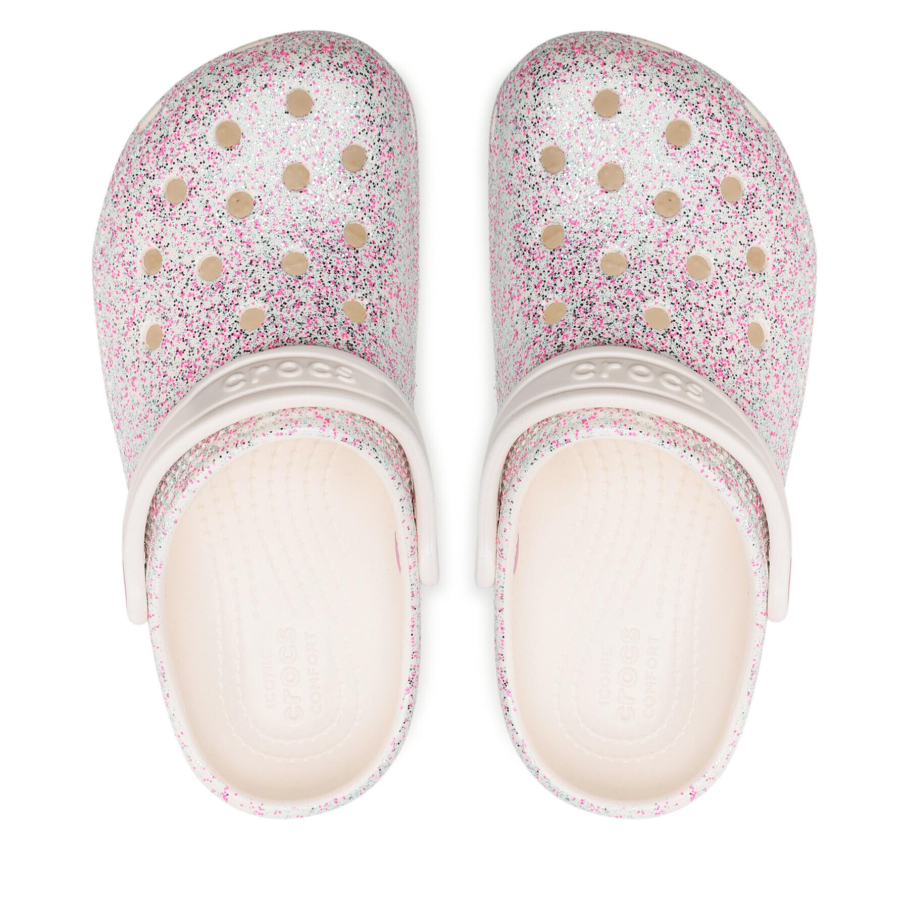 Crocs Șlapi Classic Glitter Clog K 206993 Alb - Pled.ro