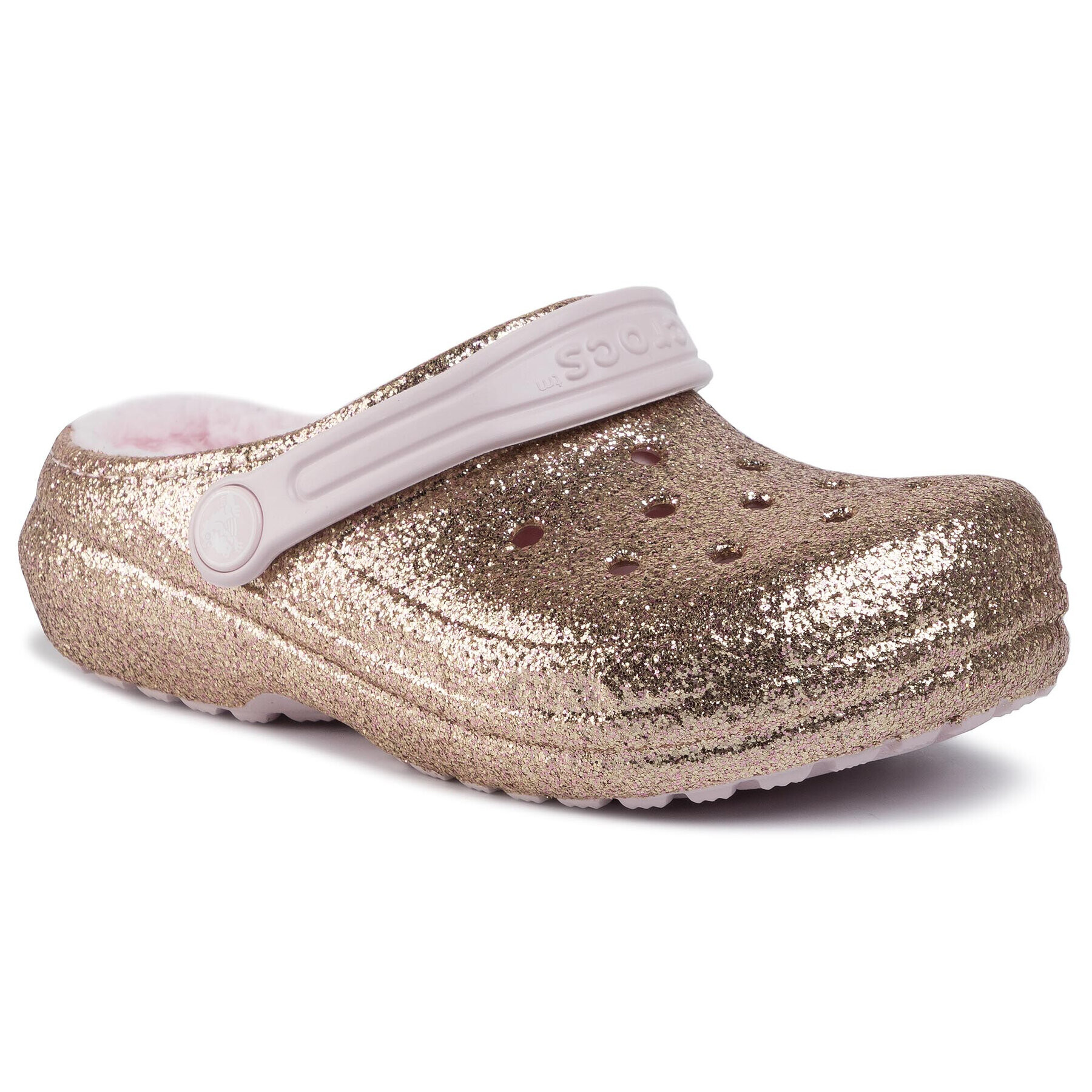 Crocs Șlapi Classic Glitter Lined Clog K 205937 Auriu - Pled.ro