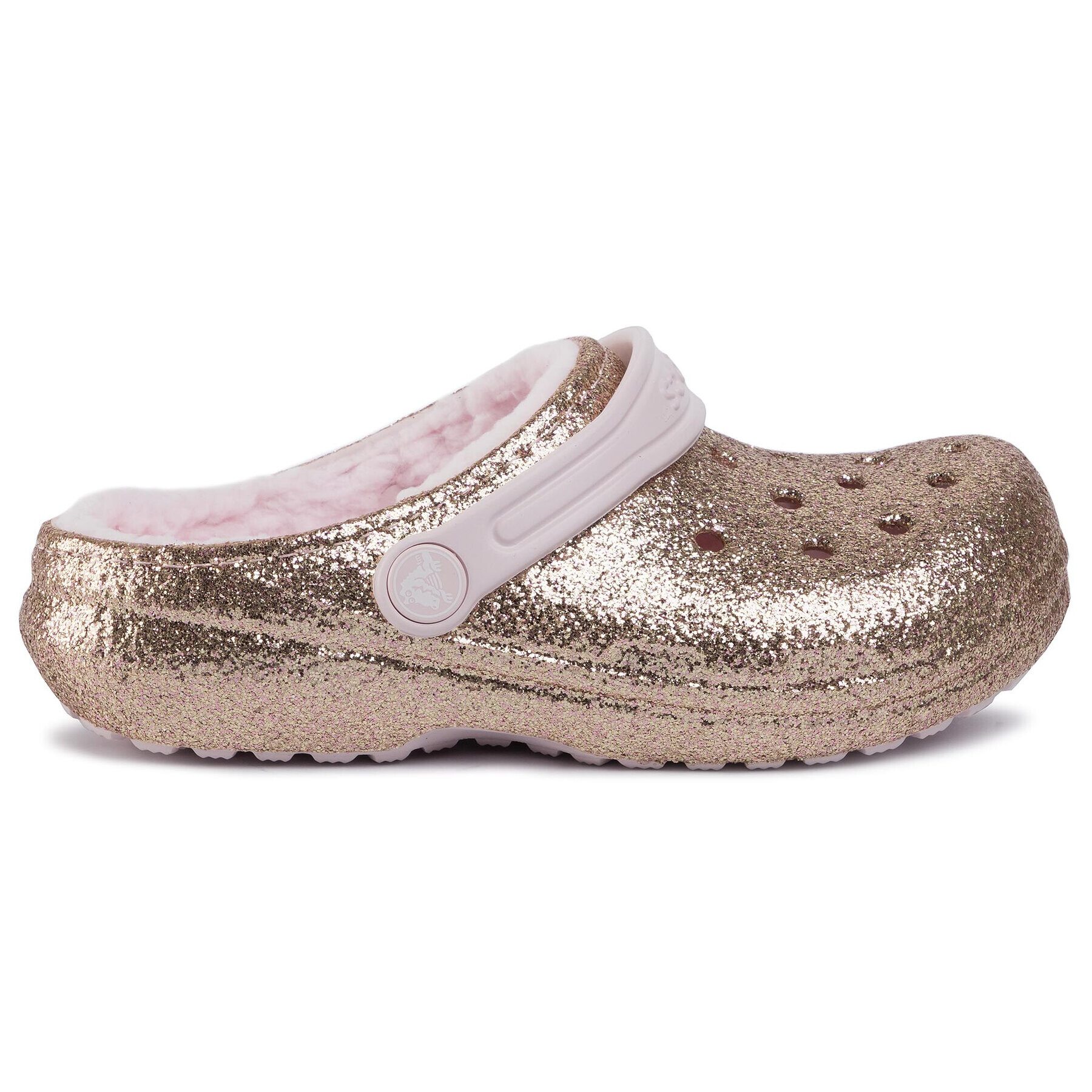 Crocs Șlapi Classic Glitter Lined Clog K 205937 Auriu - Pled.ro