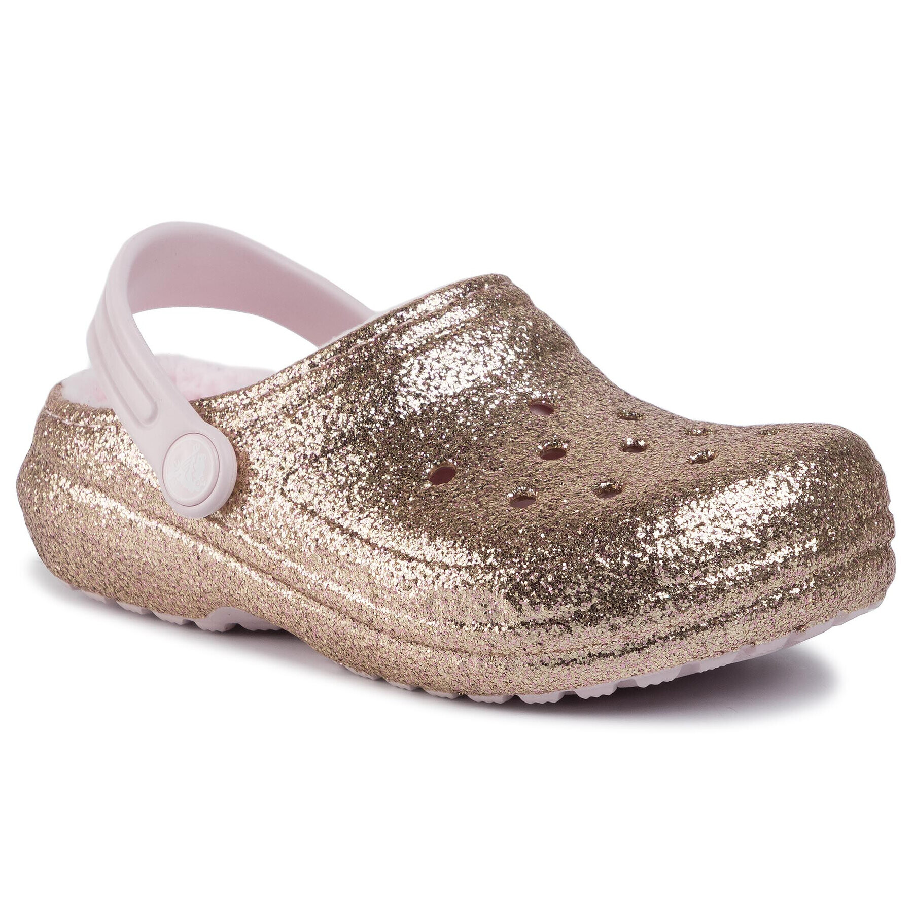 Crocs Șlapi Classic Glitter Lined Clog K 205937 Auriu - Pled.ro