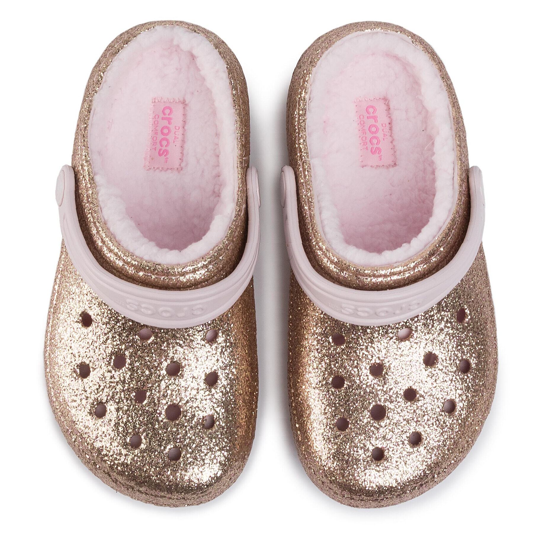 Crocs Șlapi Classic Glitter Lined Clog K 205937 Auriu - Pled.ro