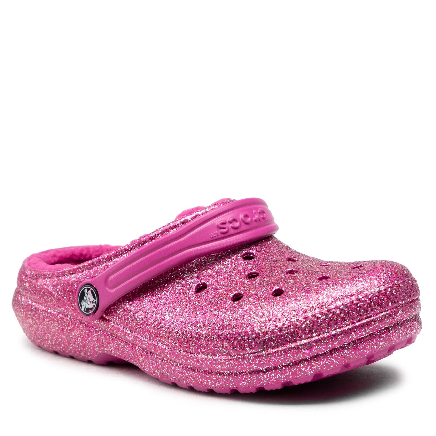 Crocs Șlapi Classic Lined Glitter Clog K 207462 Roz - Pled.ro