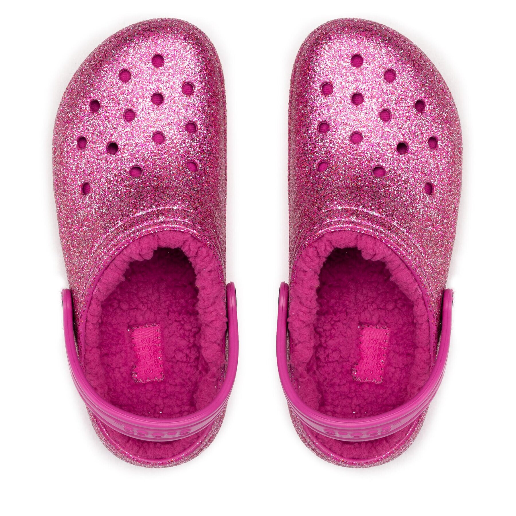 Crocs Șlapi Classic Lined Glitter Clog K 207462 Roz - Pled.ro