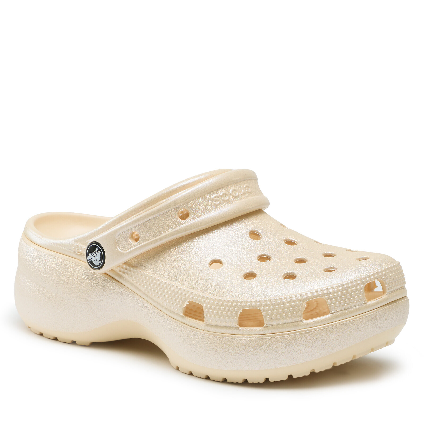 Crocs Șlapi Classic Platform Shimmer Clog 208590 Bej - Pled.ro