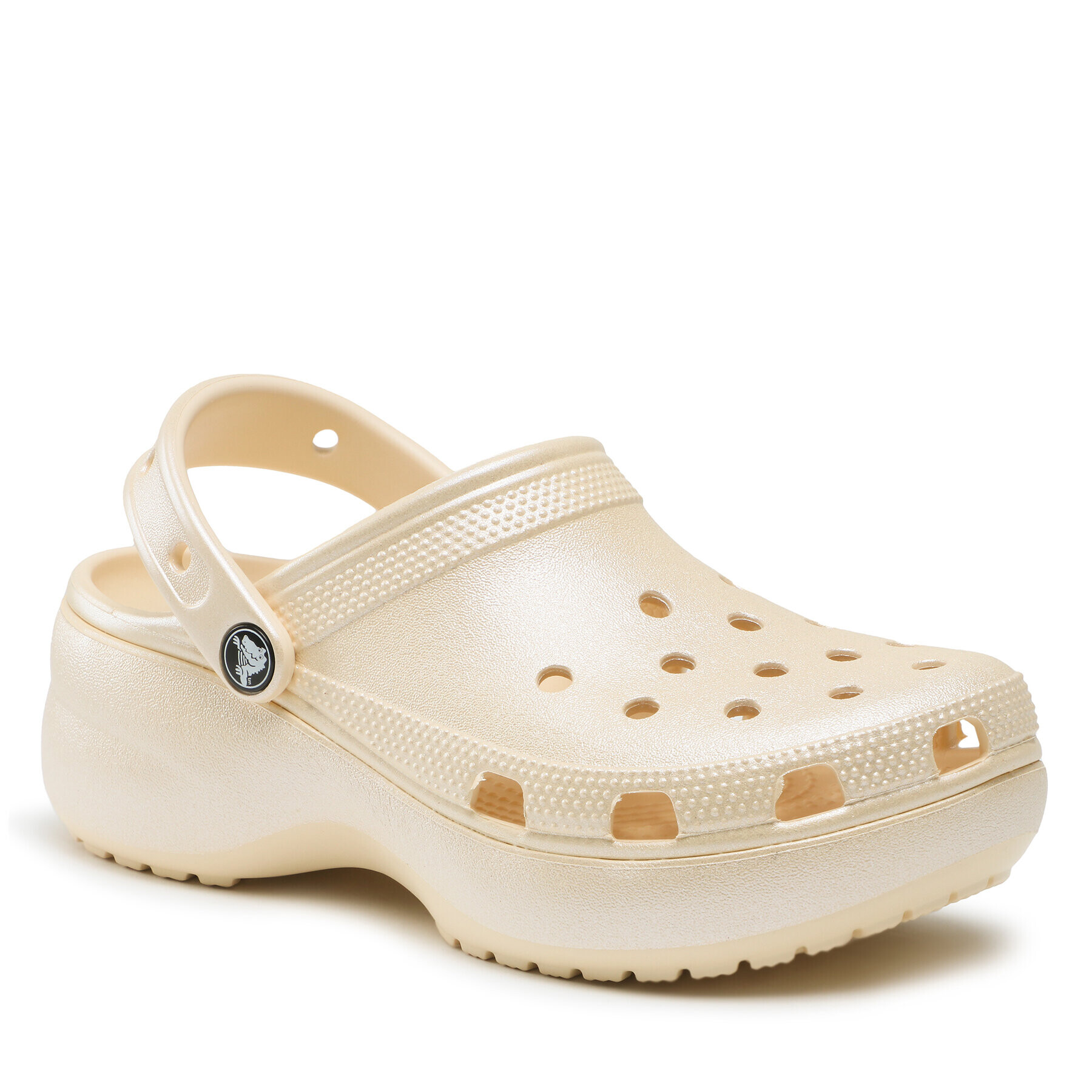 Crocs Șlapi Classic Platform Shimmer Clog 208590 Bej - Pled.ro