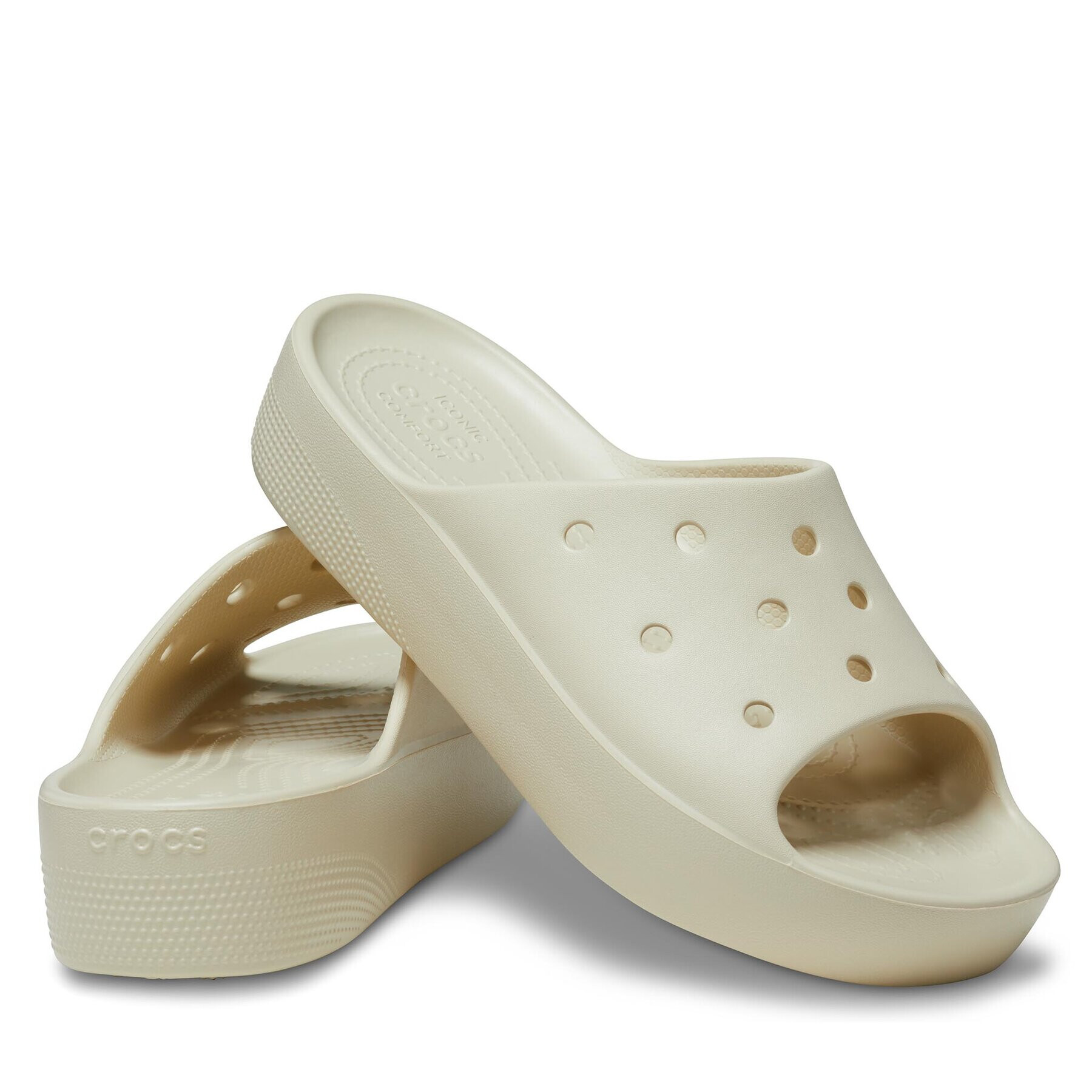 Crocs Șlapi Classic Platform Slide 208180 Bej - Pled.ro