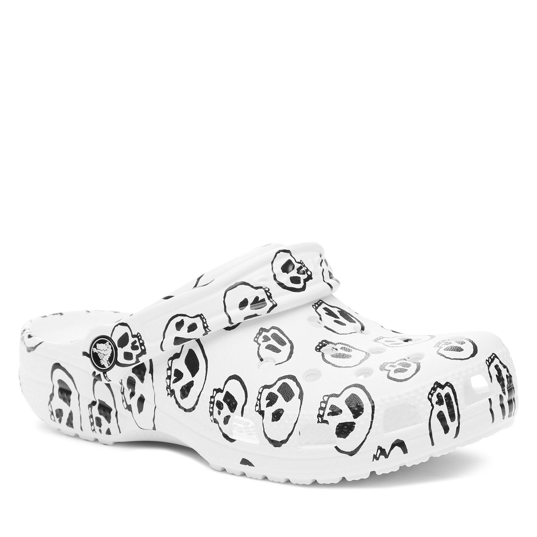 Crocs Șlapi Classic Skull Print Clog 208993 Alb - Pled.ro