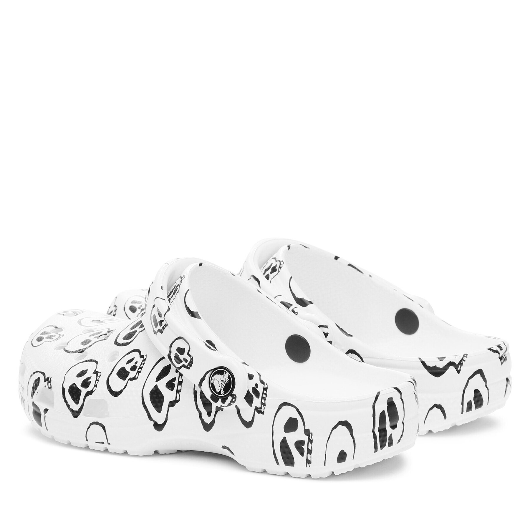 Crocs Șlapi Classic Skull Print Clog 208993 Alb - Pled.ro