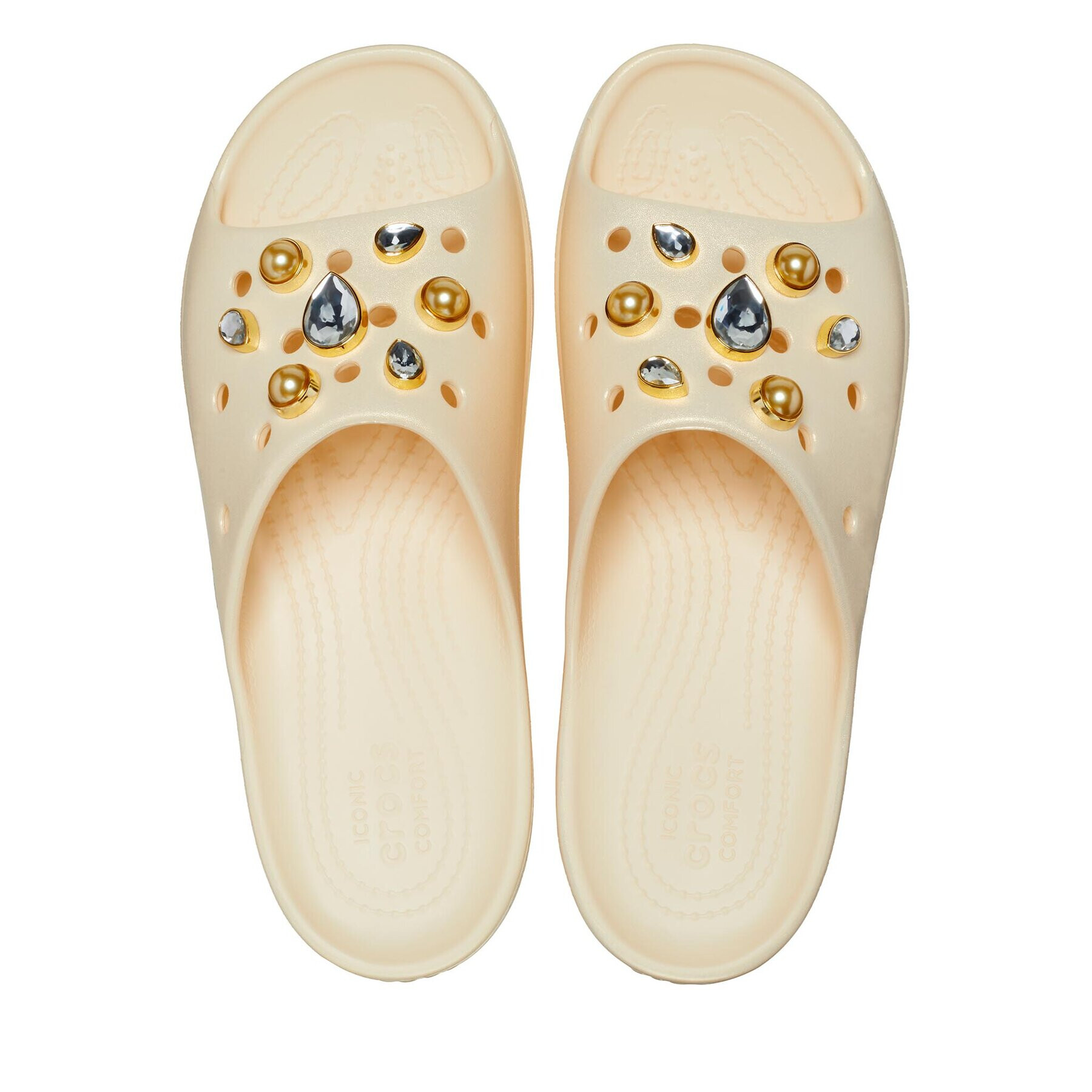 Crocs Șlapi Cls Platform Crystal Perls Slide W 208388 Alb - Pled.ro