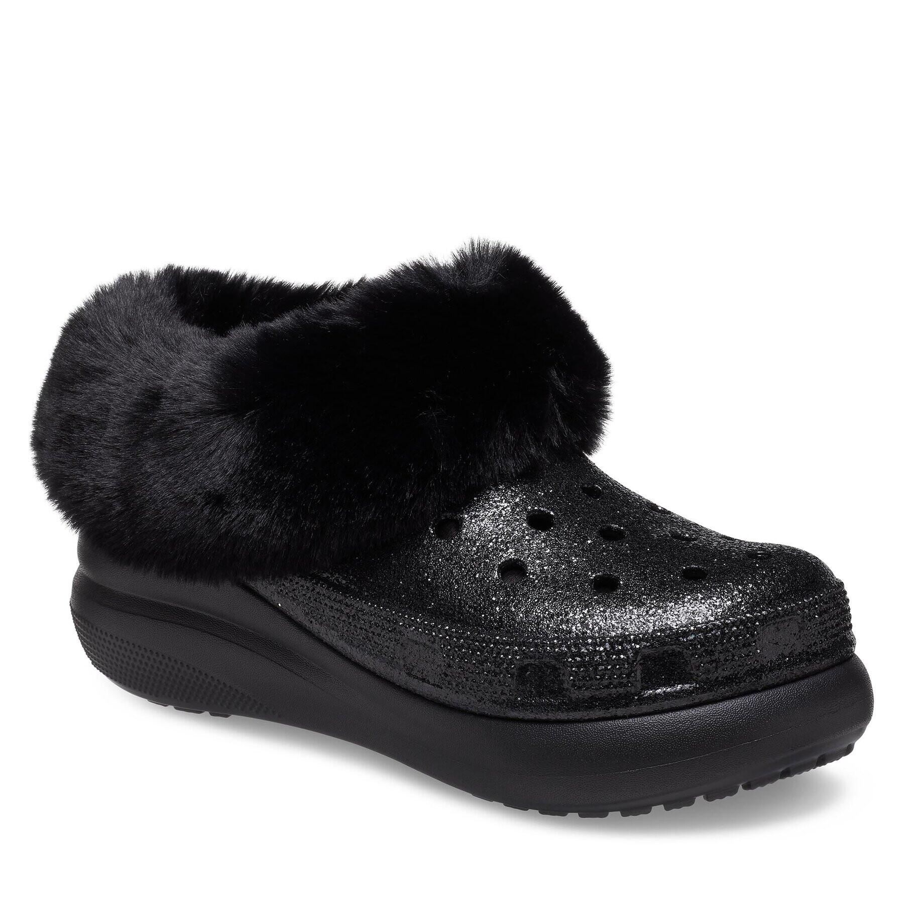 Crocs Șlapi Furever Crush Crystal Glitter 208974 Negru - Pled.ro