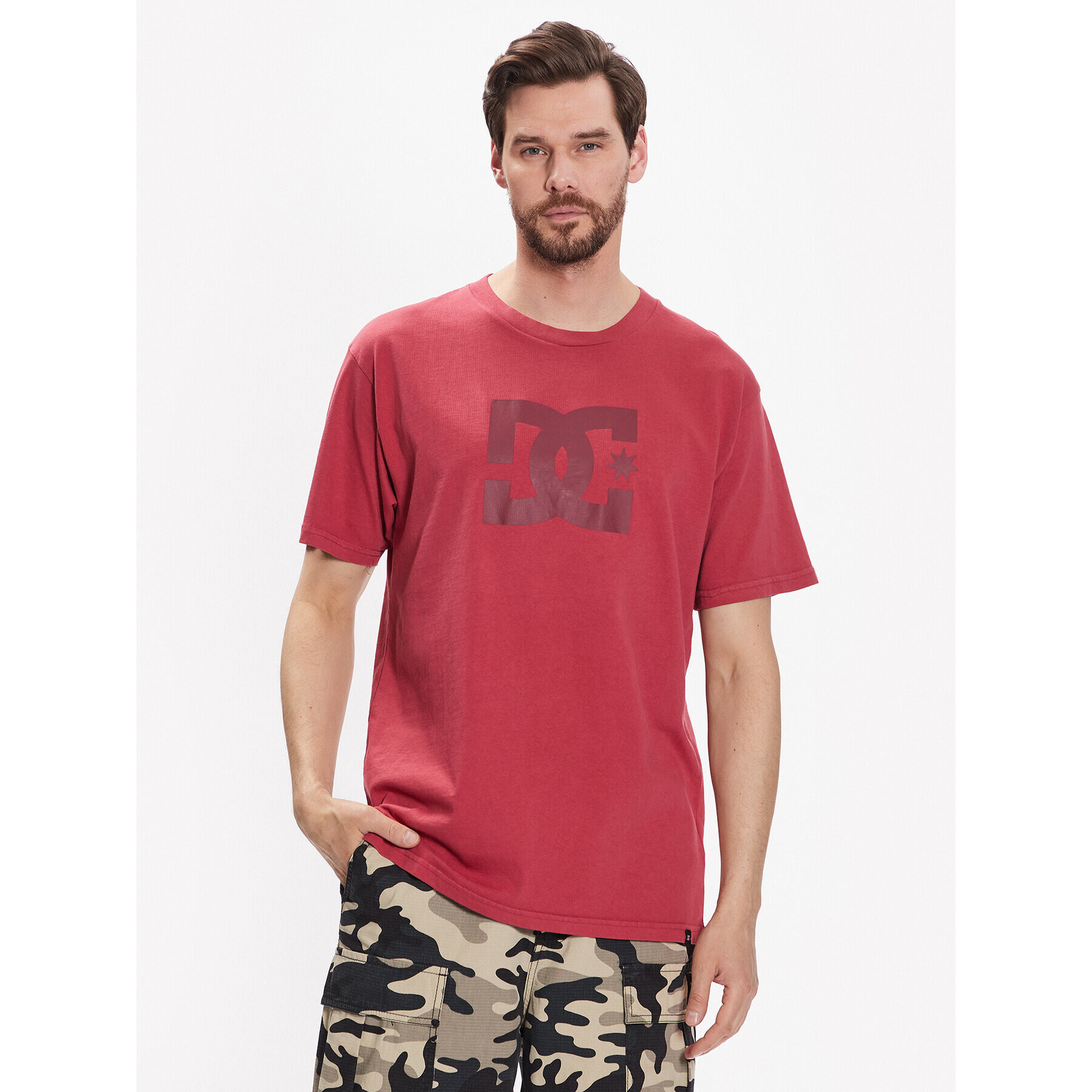 DC Tricou Pigment Dye ADYZT05223 Roșu Relaxed Fit - Pled.ro