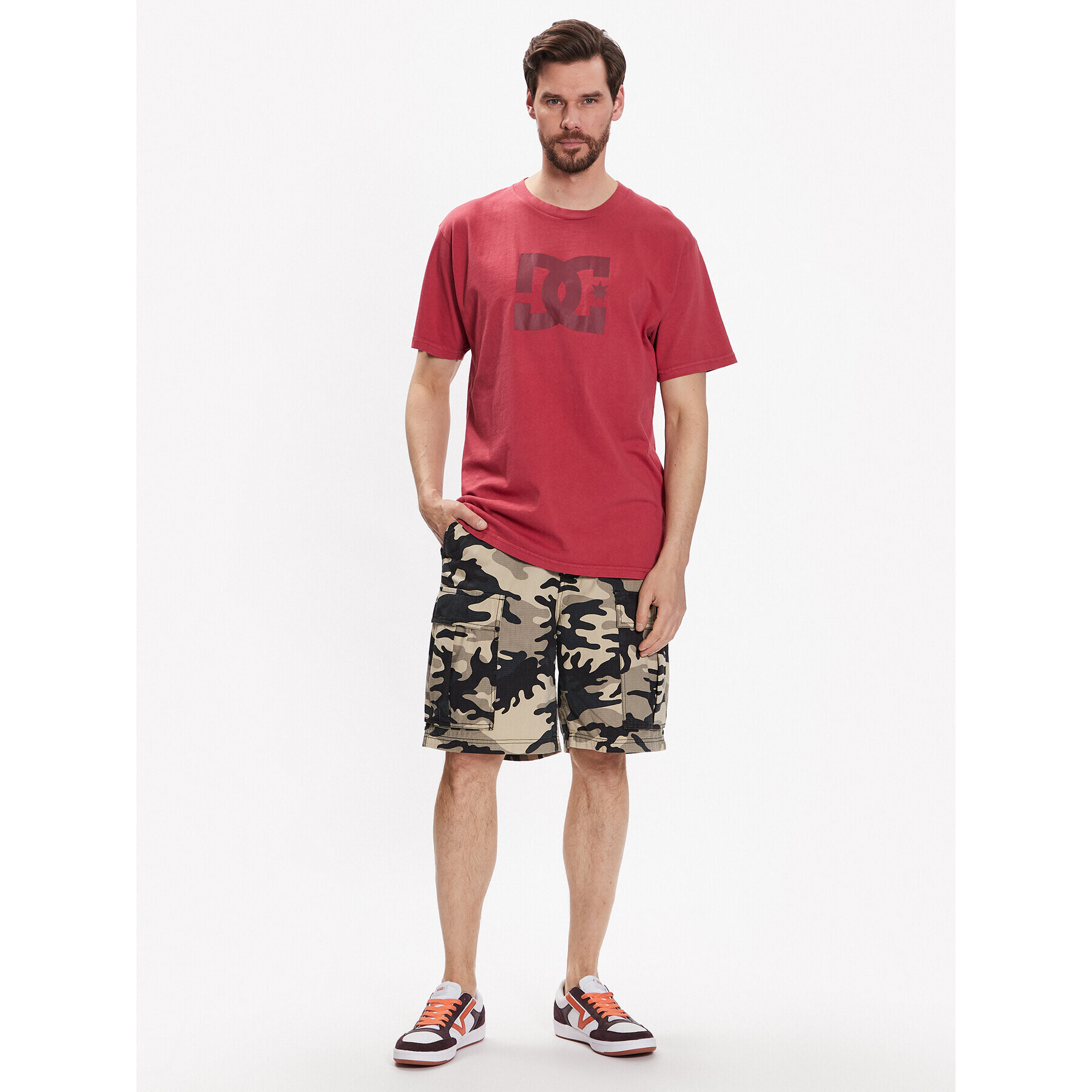 DC Tricou Pigment Dye ADYZT05223 Roșu Relaxed Fit - Pled.ro