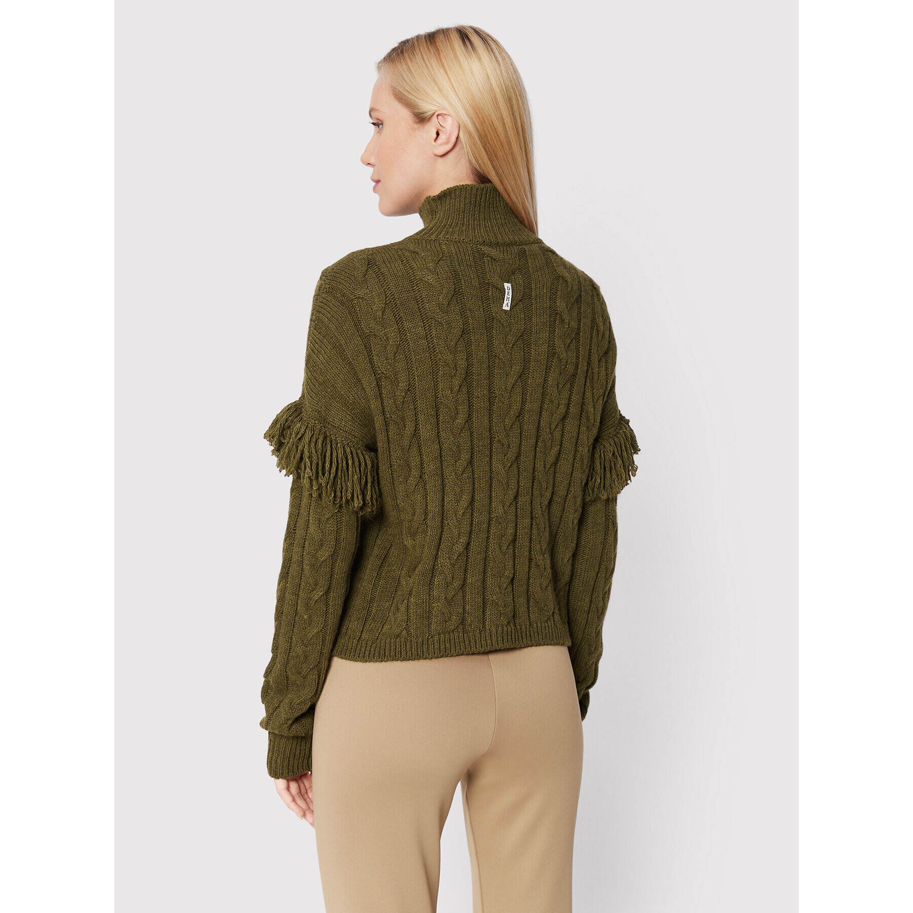 Deha Bluză cu gât D73124 Verde Relaxed Fit - Pled.ro