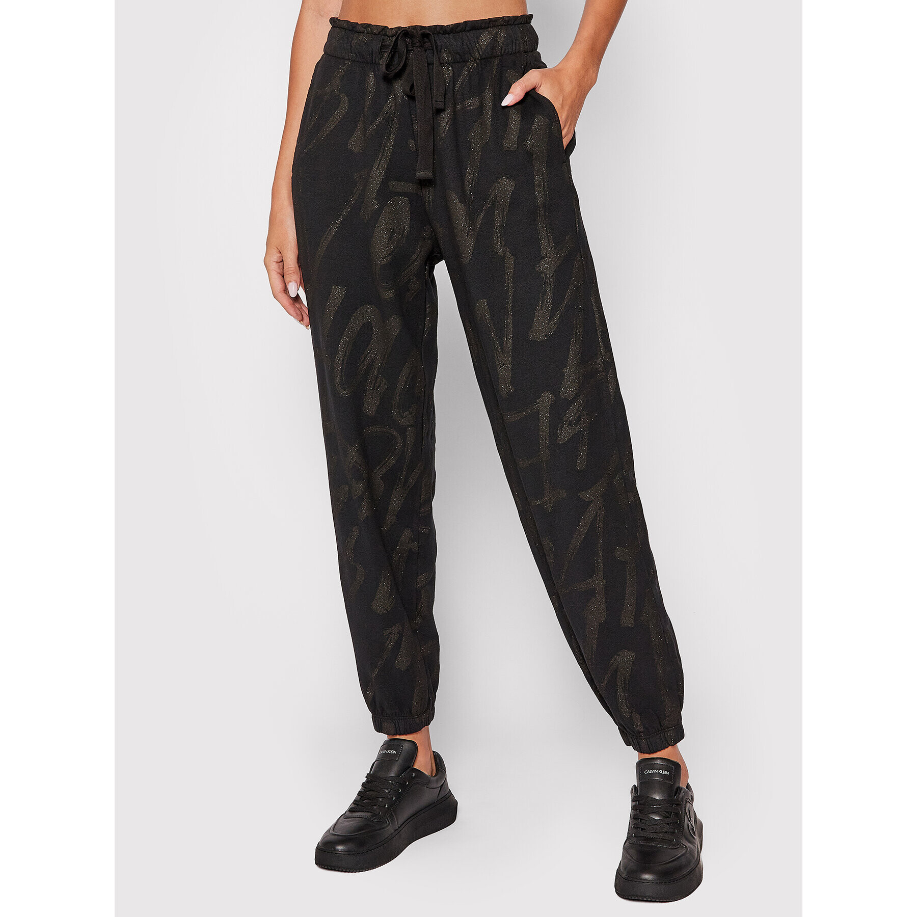 Deha Pantaloni trening B54075 Negru Relaxed Fit - Pled.ro