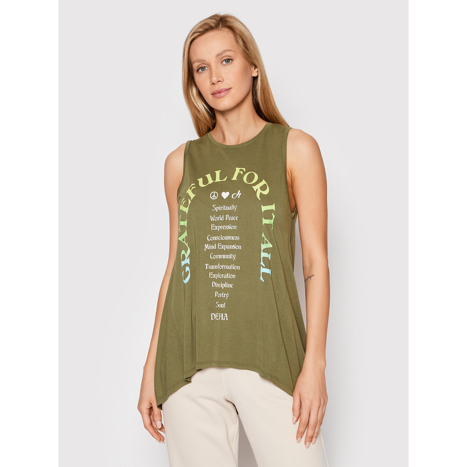 Deha Top Yoga B64241 Verde Loose Fit - Pled.ro