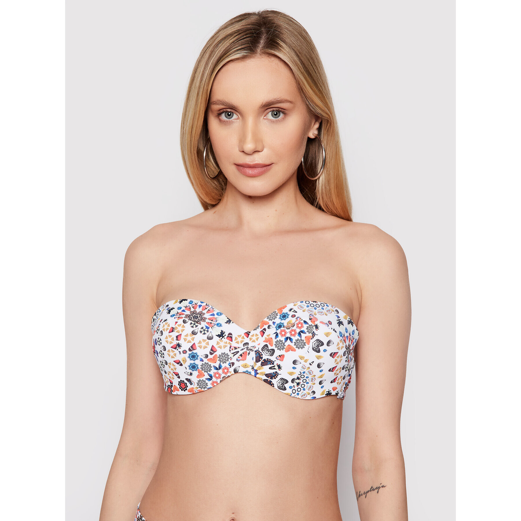 Desigual Bikini partea de sus Bahamas 21SWMK28 Alb - Pled.ro