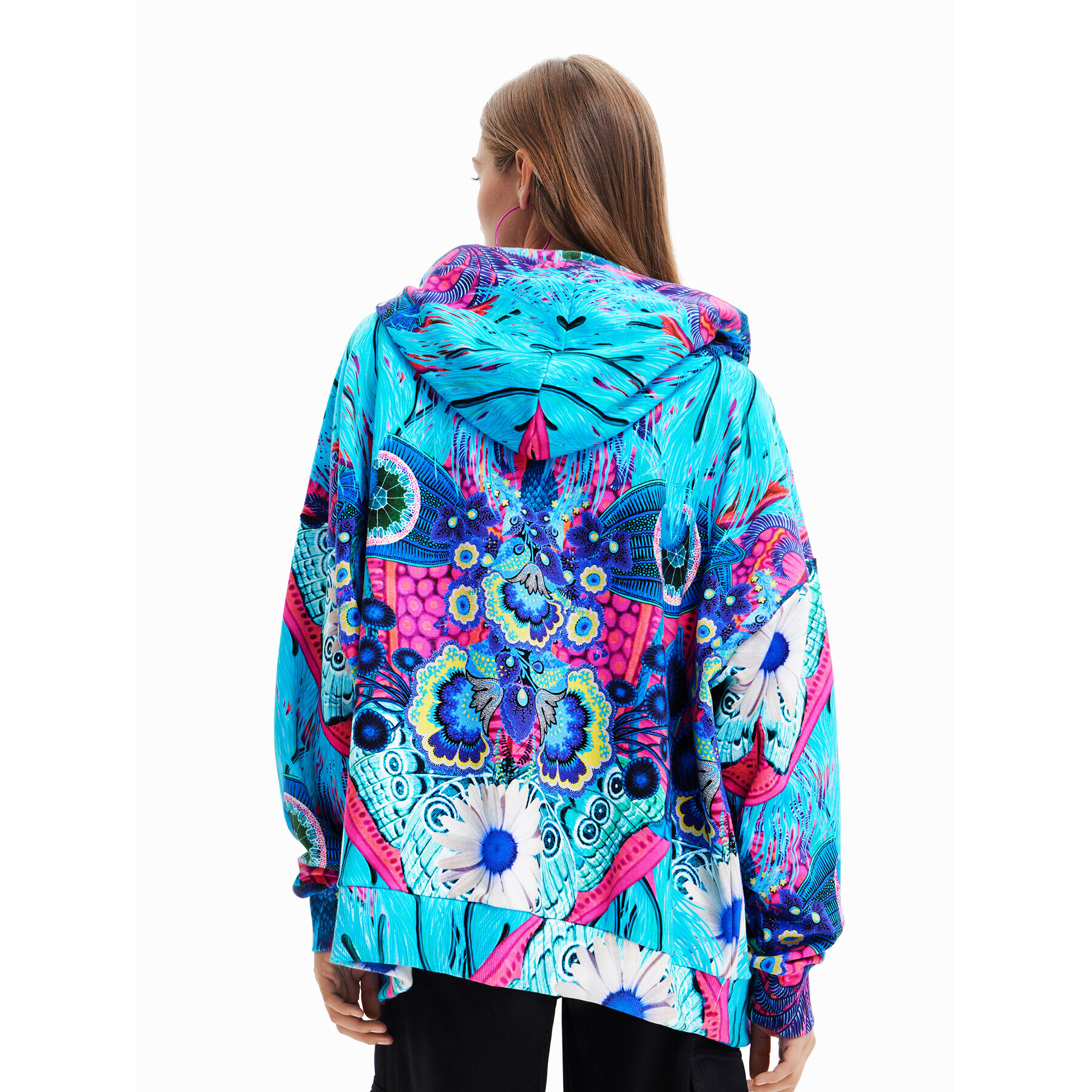 Desigual Bluză 23SWSK34 Turcoaz Oversize - Pled.ro