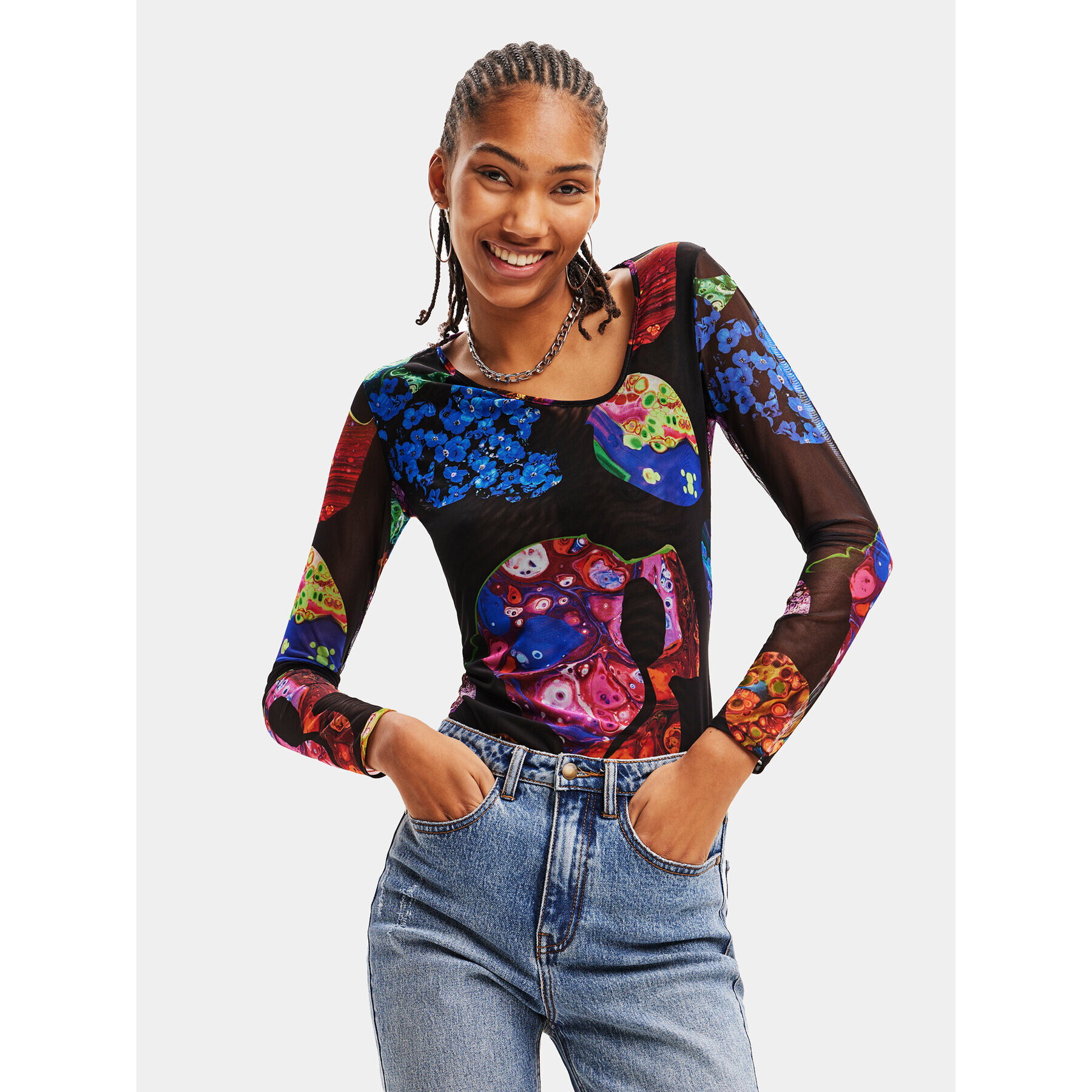 Desigual Bluză 23WWTK06 Negru Regular Fit - Pled.ro