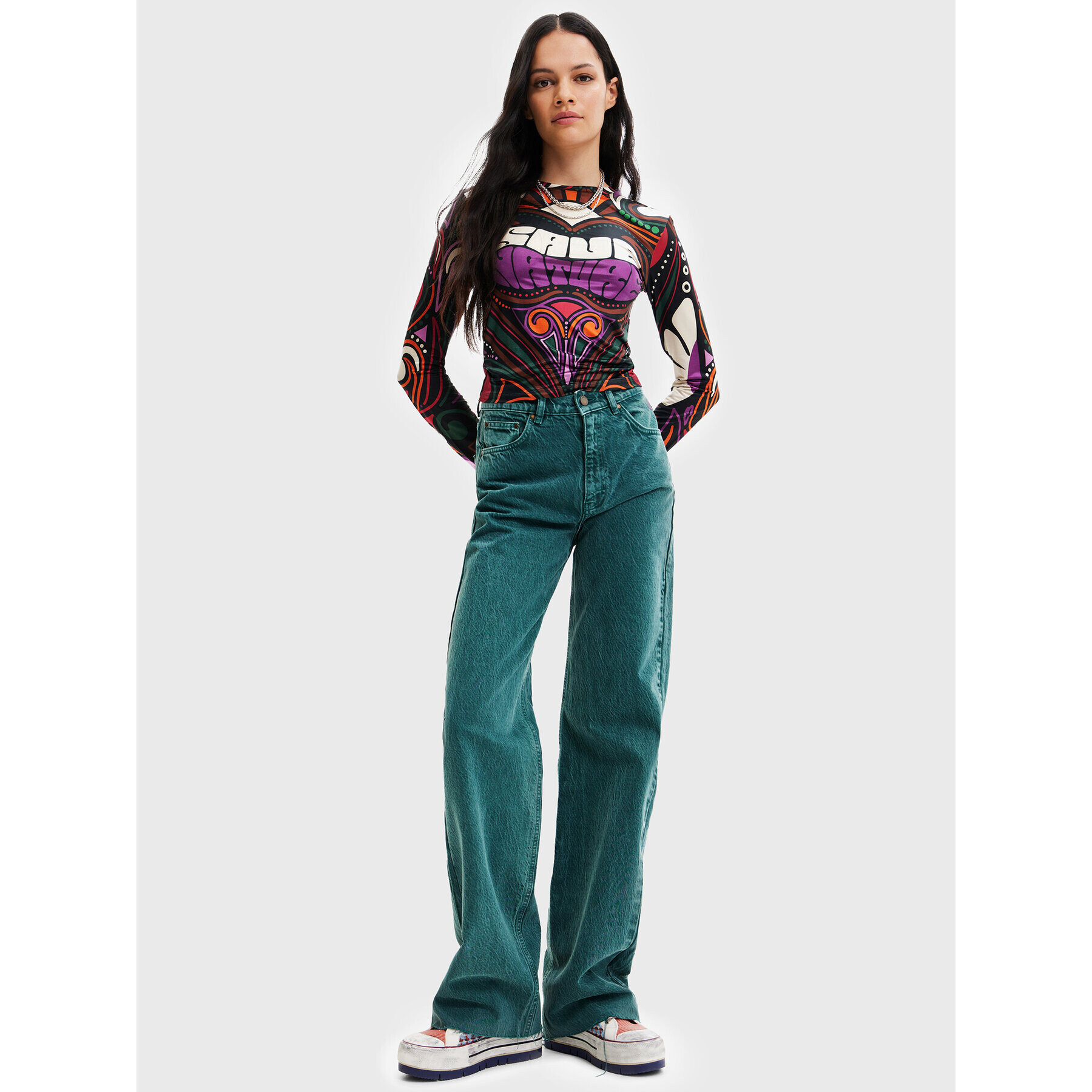 Desigual Bluză Blair 22WWTK35 Colorat Slim Fit - Pled.ro