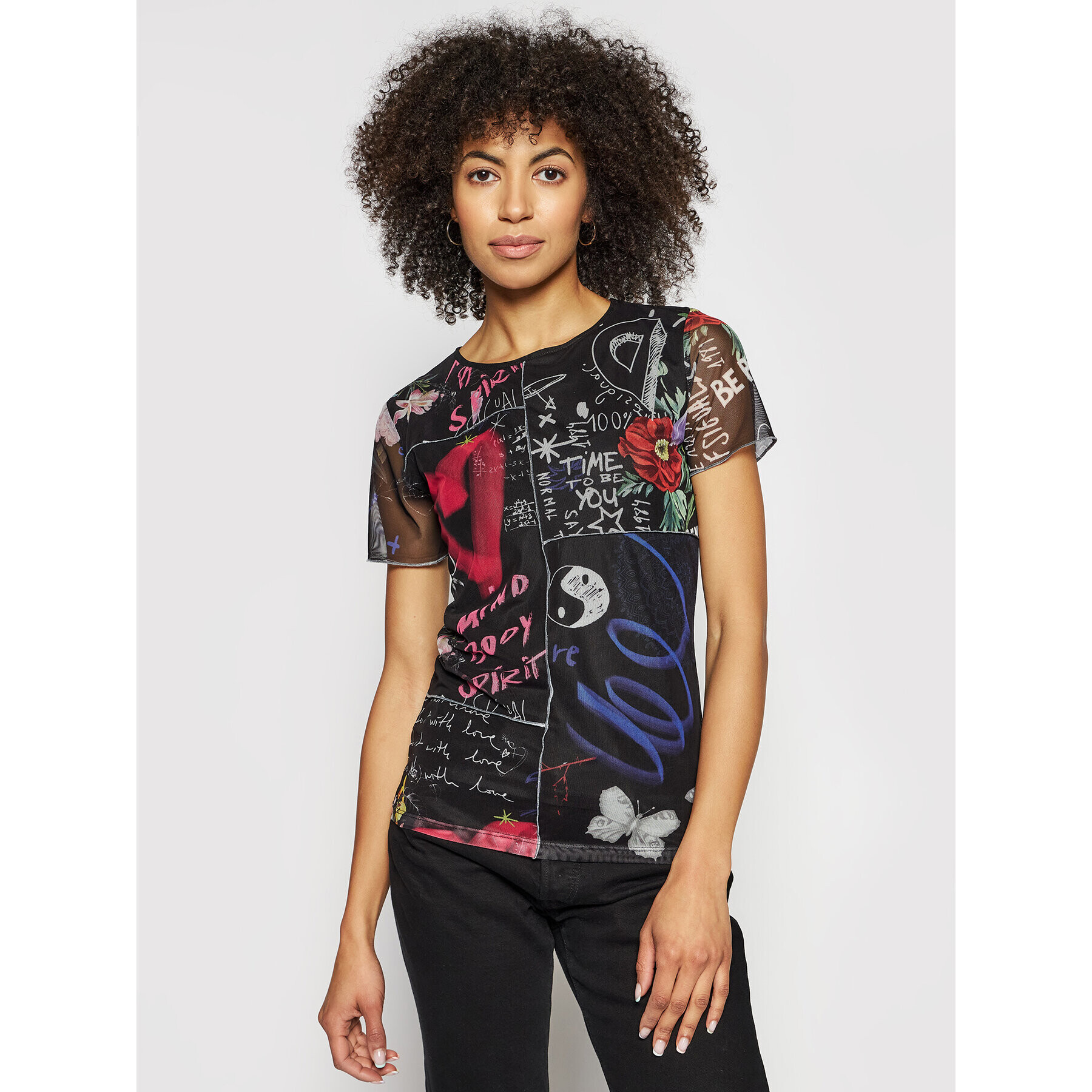 Desigual Bluză Chicago 21SWTKDS Negru regular_fit - Pled.ro