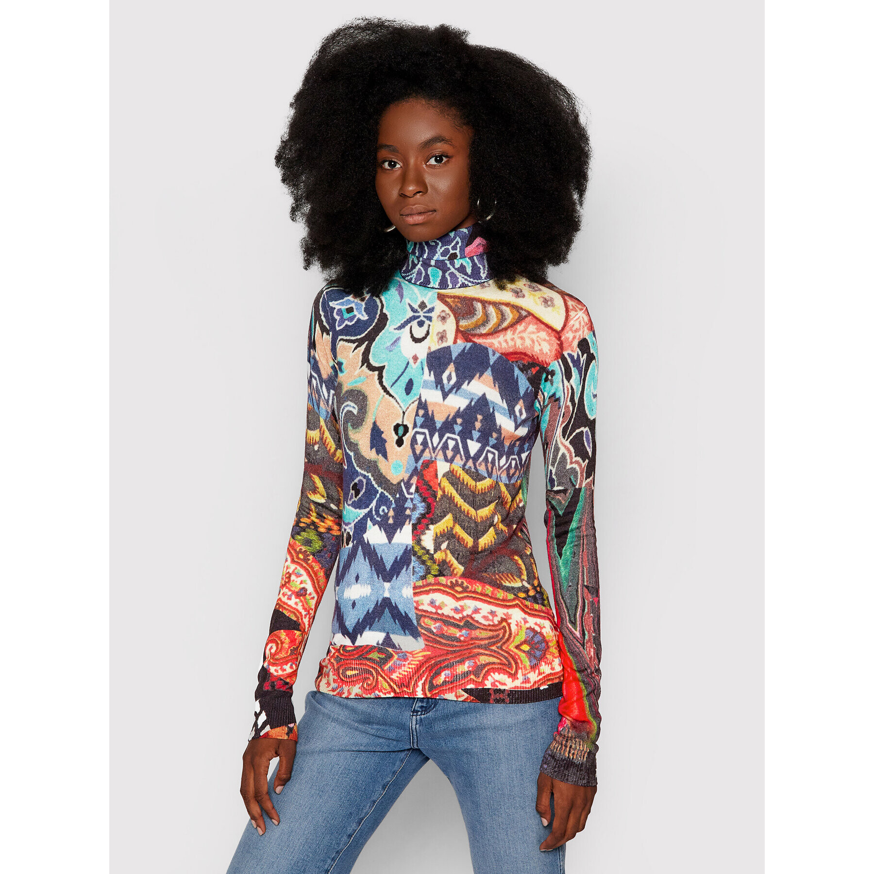 Desigual Bluză cu gât MONSIEUR CHRISTIAN LACROIX Bruselas 21WWJFAF Colorat Regular Fit - Pled.ro