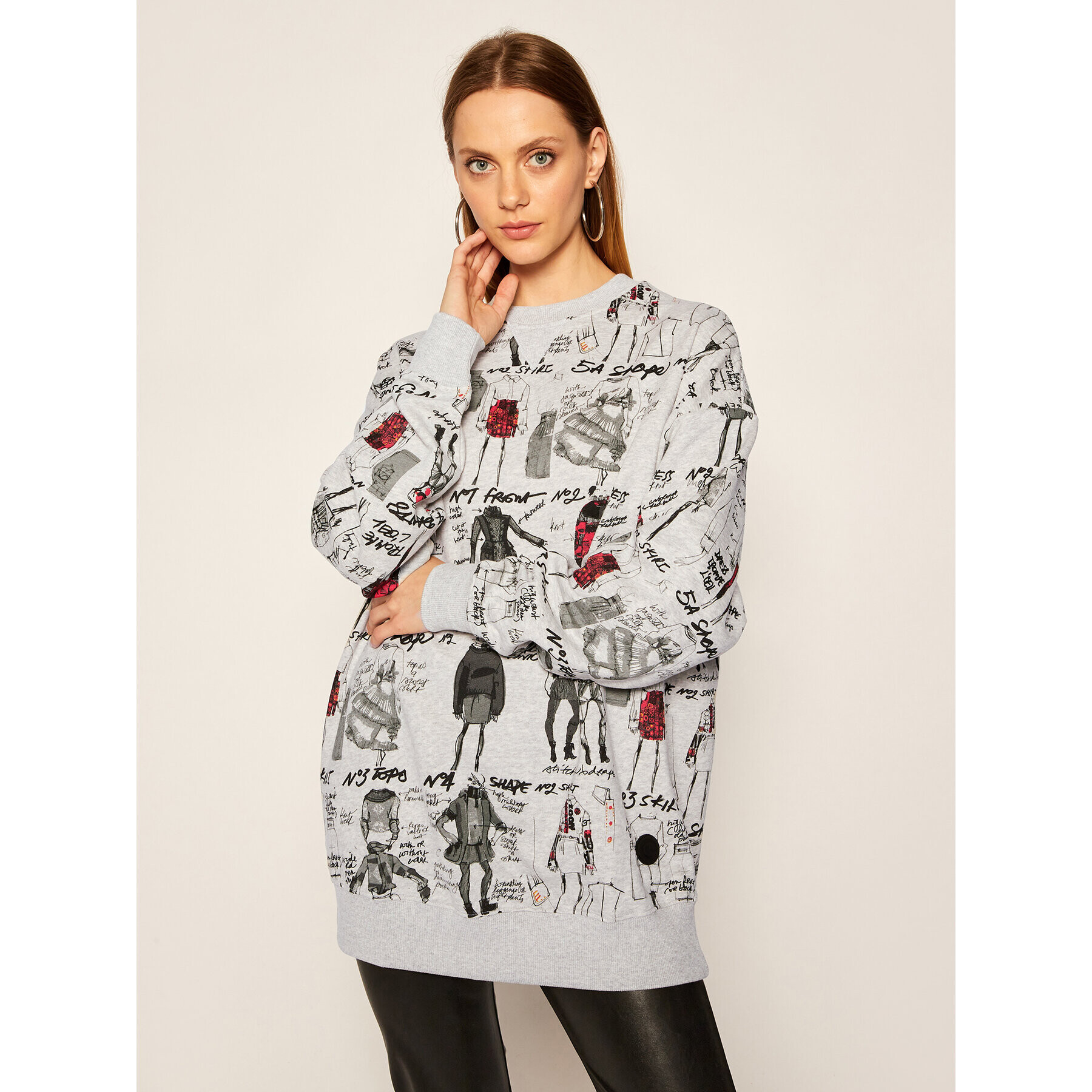 Desigual Bluză Erie 20WWSK23 Gri Oversize - Pled.ro