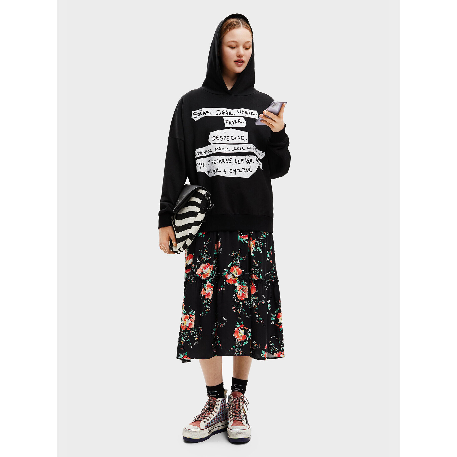 Desigual Bluză Irma 22WWSK43 Negru Oversize - Pled.ro