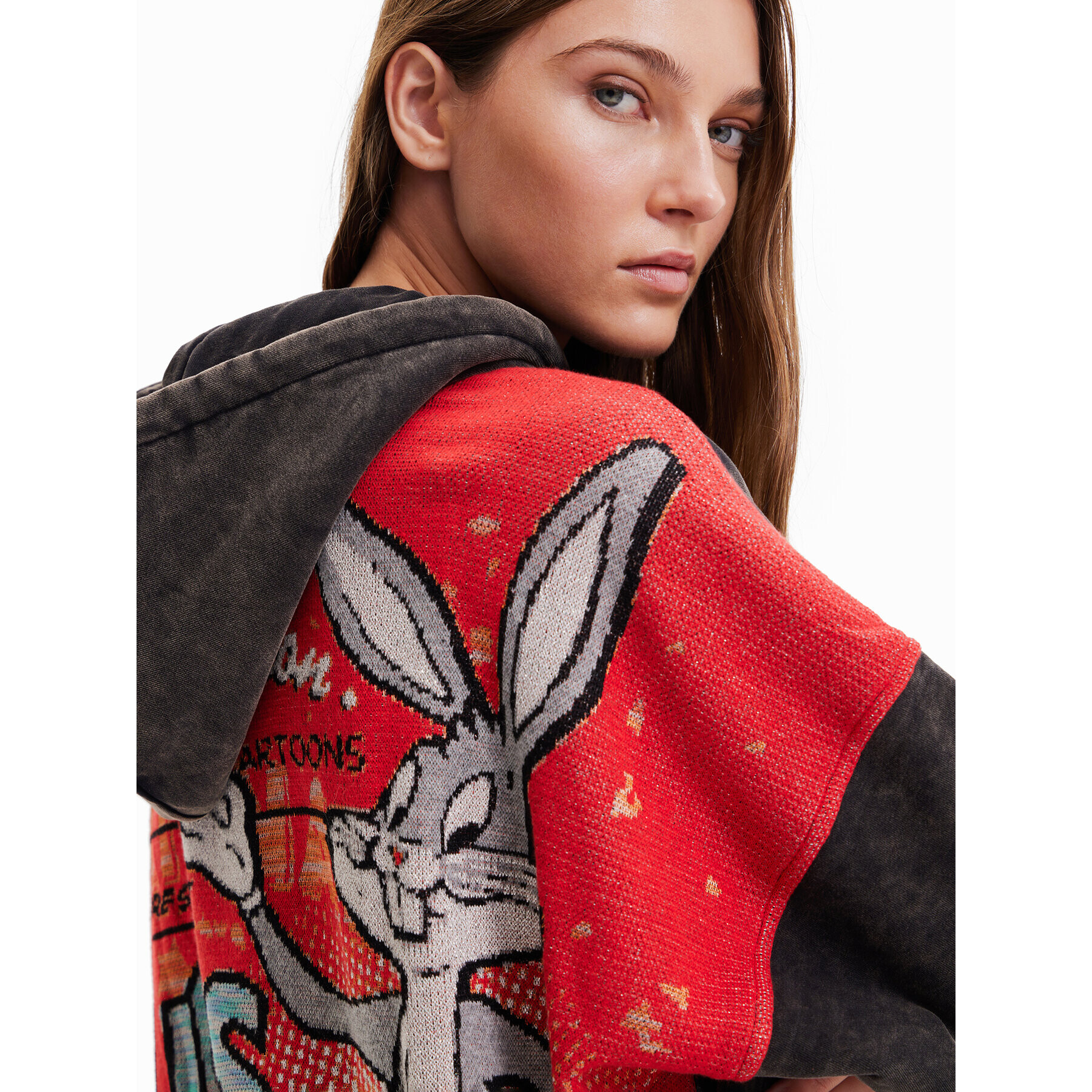 Desigual Bluză LOONEY TUNES Bunny Star 23SWSK23 Negru Oversize - Pled.ro